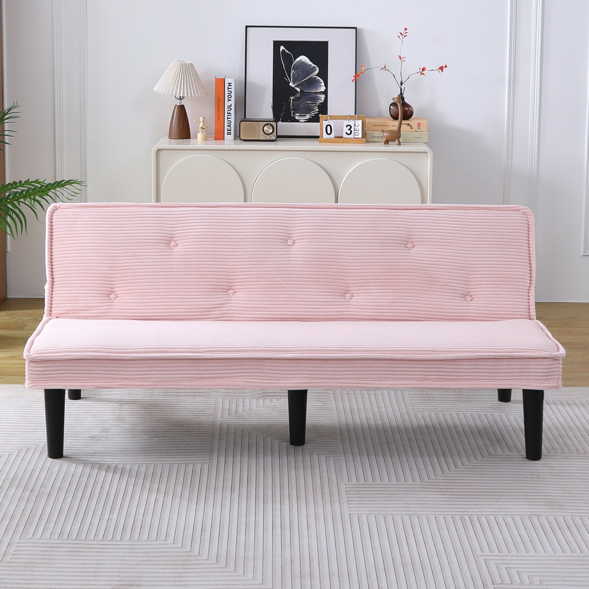 Sofá cama de pana de 66 pulgadas, adaptable para sala, apartamento y dormitorio.