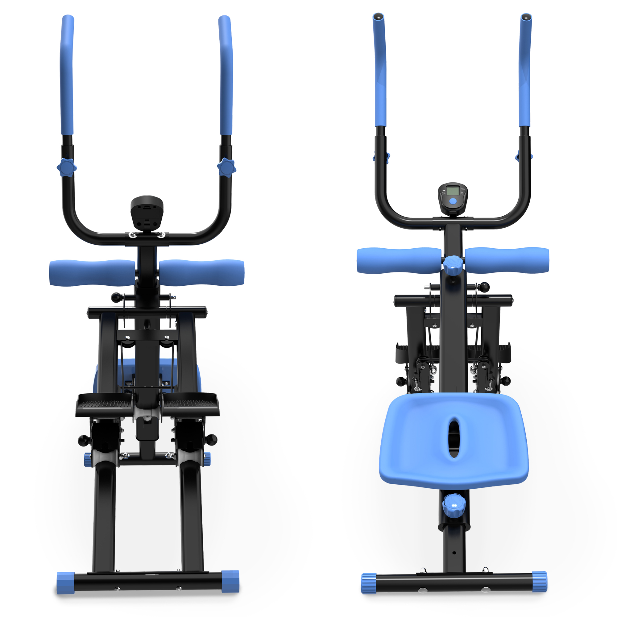 Máquina de ejercicios multifuncional 2 en 1: stepper y abdominales, color azul