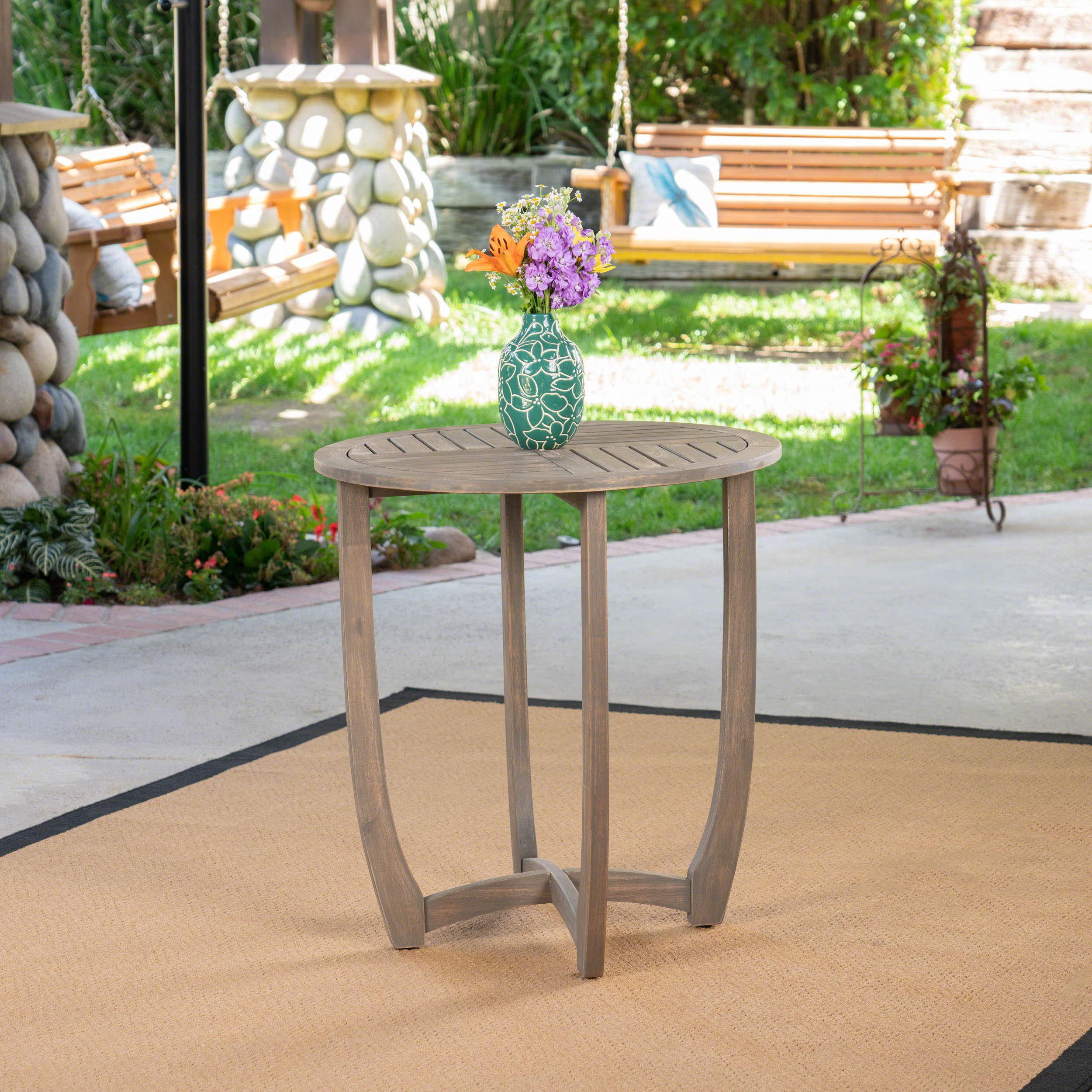 Mesa de madera circular HERMOSA de 27.5 pulgadas