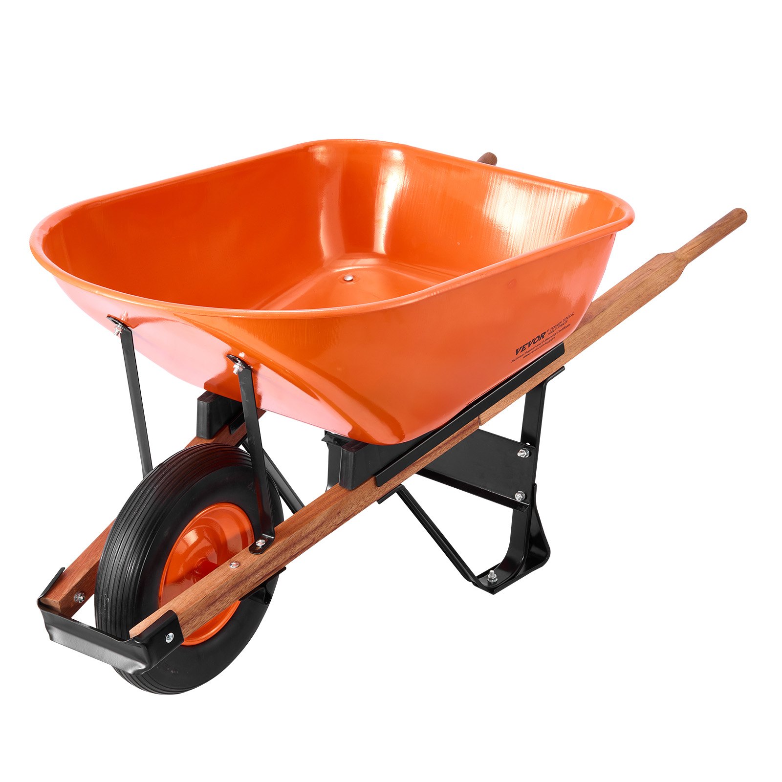 Wheelbarrow Cart, 6 Cu. Ft. Load & 330 Lbs Capacity, One Wheel Garden Dump Cart Wheel Barrow With Metal Handle & 16' Wide Track Wheels, Easy Loading Utility Yard Cart & Wagons For Lawn Farm