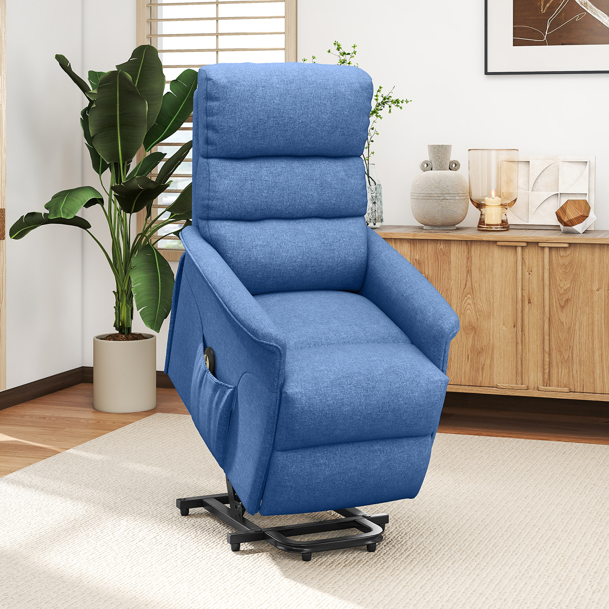 Power Lift Chair for Seniors, Electric Lift Recliner Chair with Remote Control, Side Pockets for Living Room, Blue