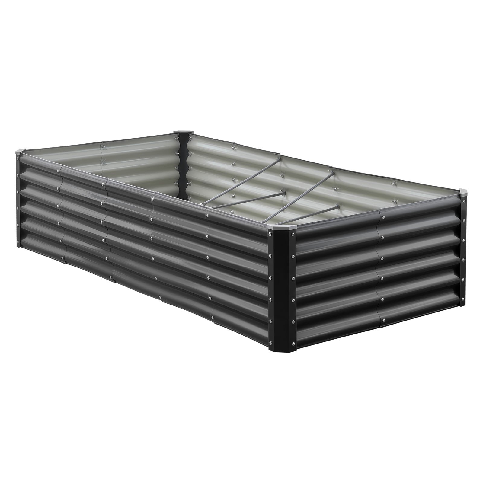 Metal Raised Garden Bed, 6 X 3 X 1.4 Ft Outdoor Galvanized Planter Garden Box, Open Bottom Design, Large Planter Raised Bed For Growing Vegetables, Flowers, Herbs, And Succulents, Dark Gray