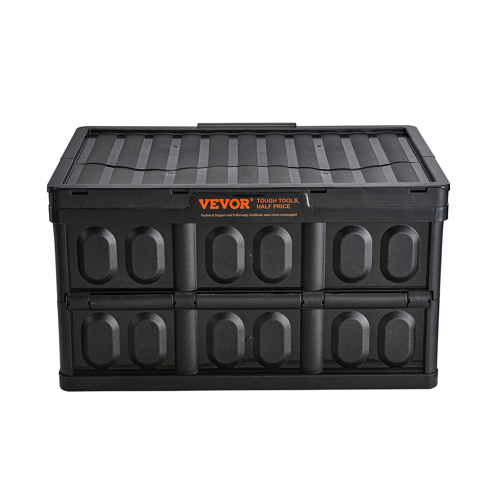 Cestas de almacenamiento plegables de plástico, 3 unidades, 45L, apilables con asas y tapas.