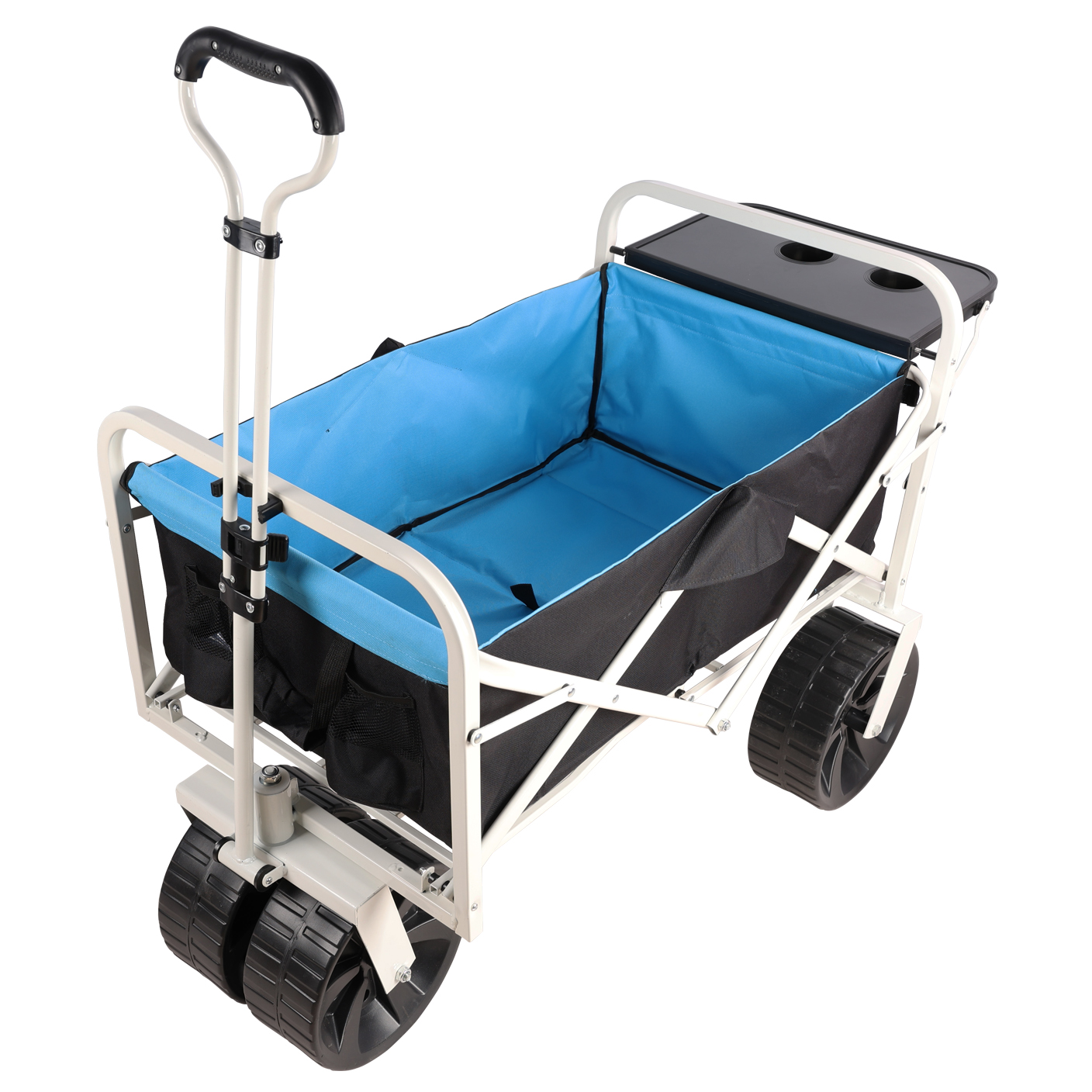 Carro plegable para jardín, compras y playa, color blanco