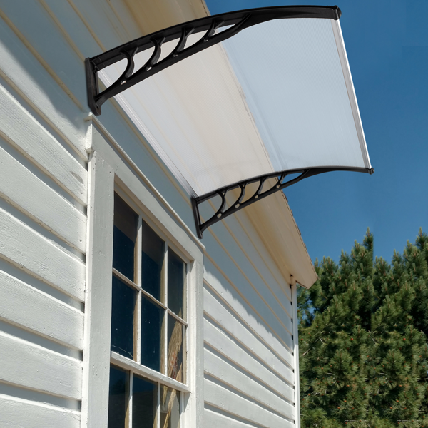 Toldo HT-100 X 80 para puerta y ventana, cubierta de lluvia con soporte blanco y negro