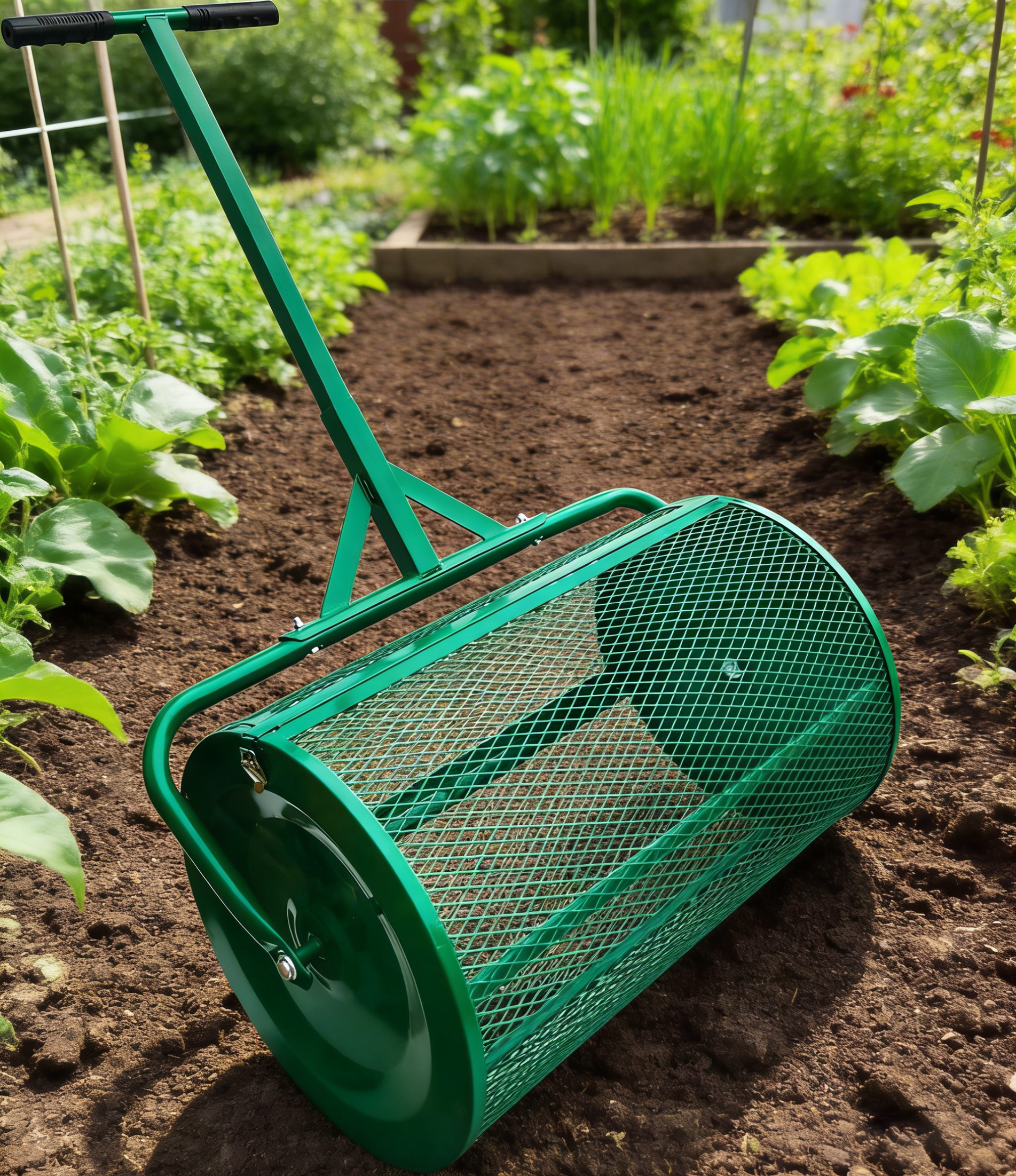 Rodillo esparcidor de 24 pulgadas para compost, turba, tierra, arena y abono