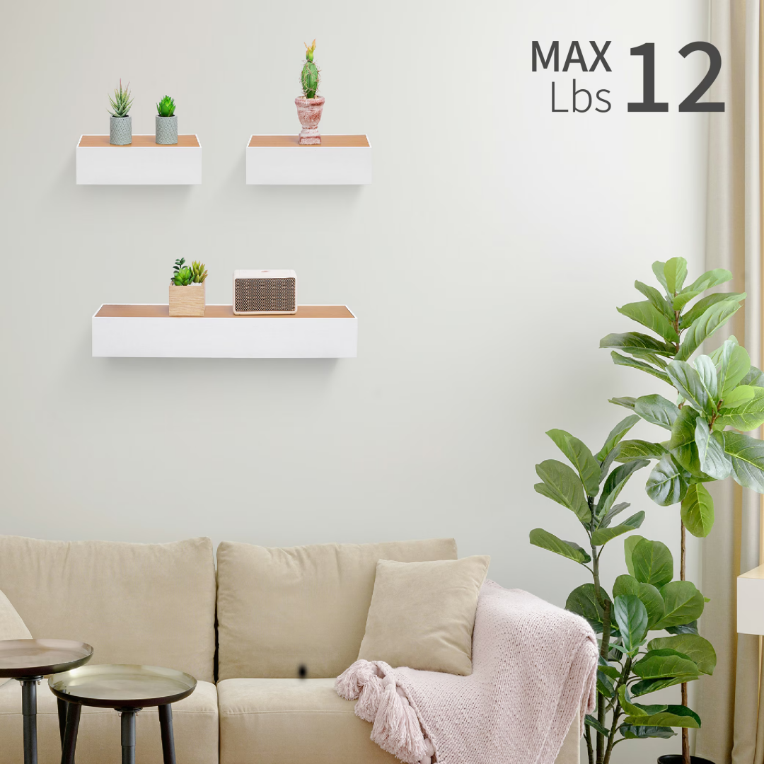 Estantes flotantes de madera para pared, 23.62 pulgadas, con soportes invisibles, blanco arce