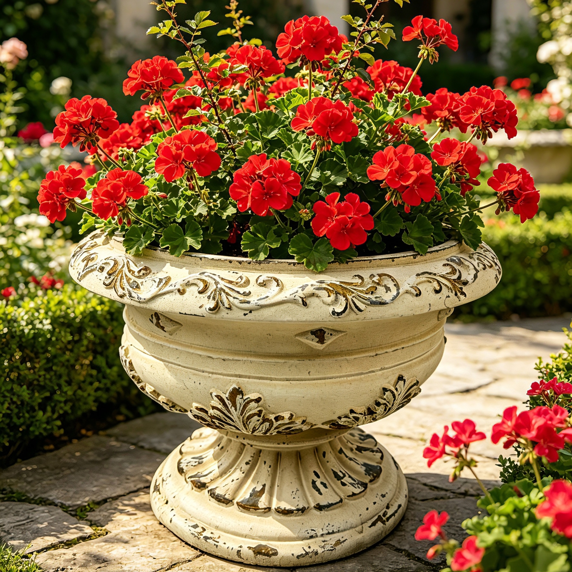 MGO Garden Planter, Garden decoration and planting,Color Antique White, Size 13.18"x18.11"x18.11"