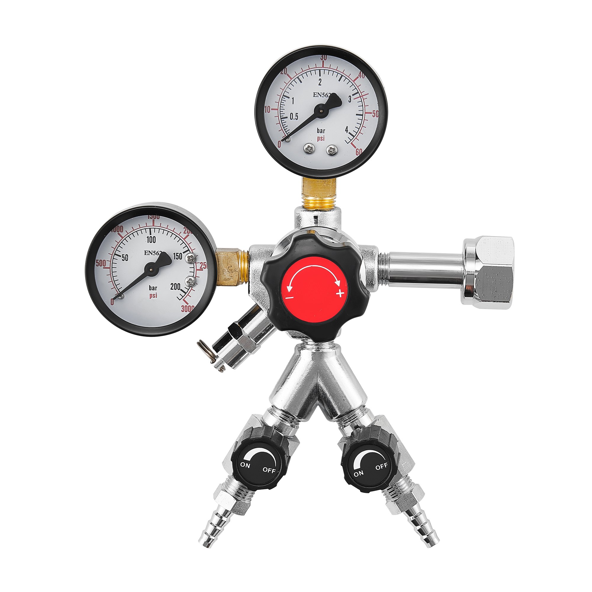 Regulador de CO2 para barril de cerveza, doble manómetro y válvula, 0-60 PSI, CGA320