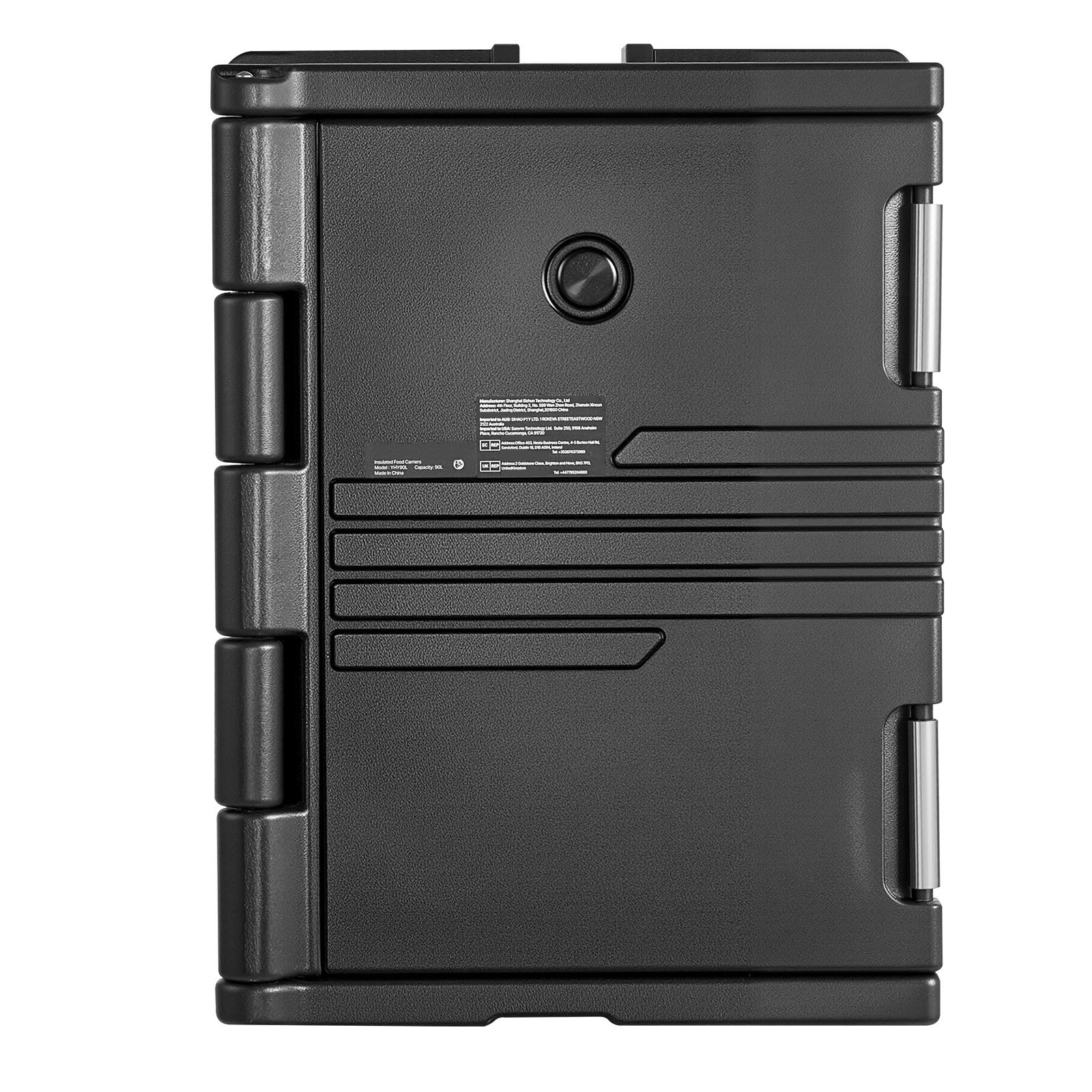 Insulated Food Pan Carrier, 95 Qt Non-Electrical Food Warmer, With Wheel & 304 Stainless Steel Latch, LLDPE Stackable Hot Box, For Various Pan Sizes(NOT Included), Fit Catering BBQ Event(Black)