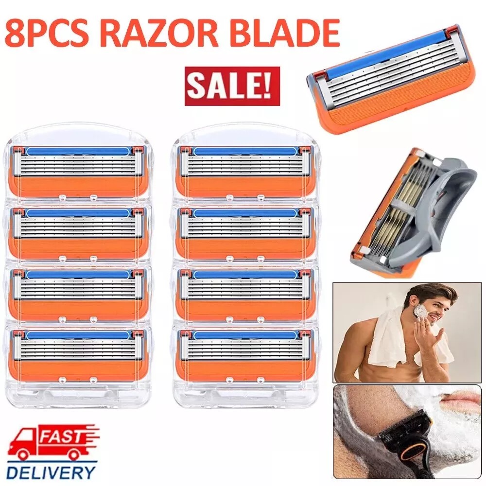 Soporte para cuchillas de afeitar de acero inoxidable, 8 piezas, compatible con Gillette Fusion
