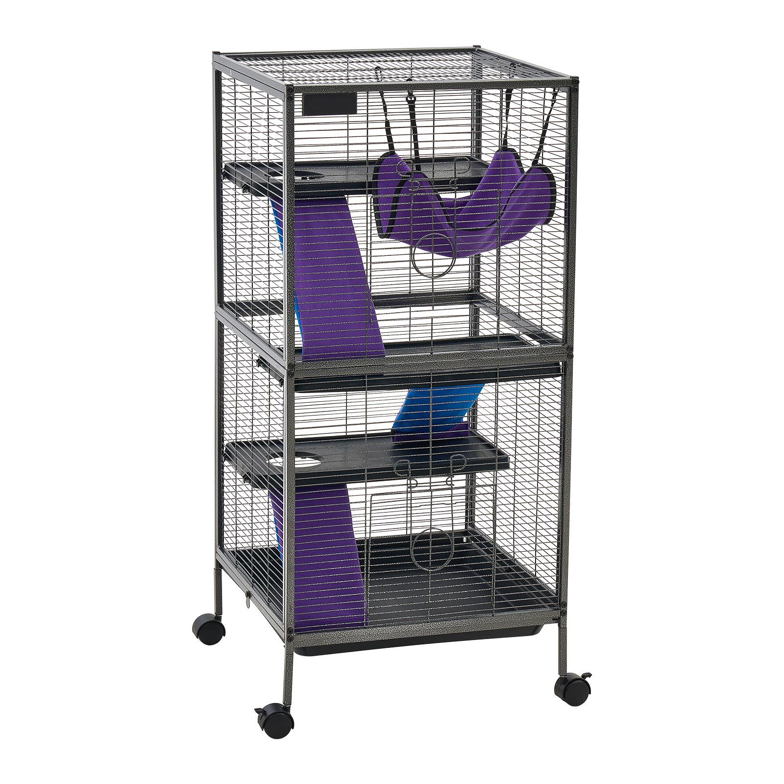 Jaula de metal para animales pequeños, 44.5" H, 4 niveles, con ruedas