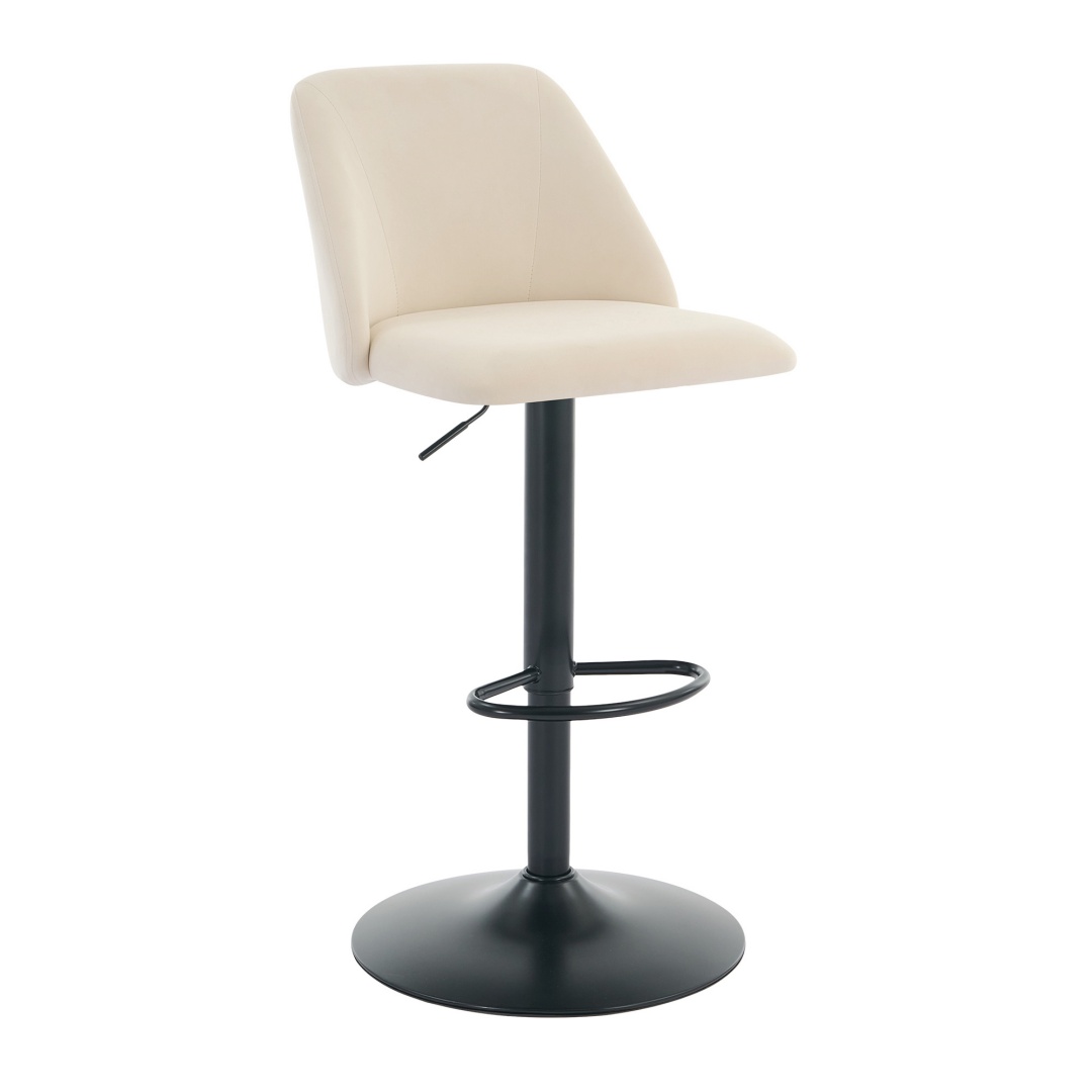 Swivel Bar Stools Upholstered Adjustable Barstools Counter Heigh For Bar, Dining Room, Set Of 1, Beige