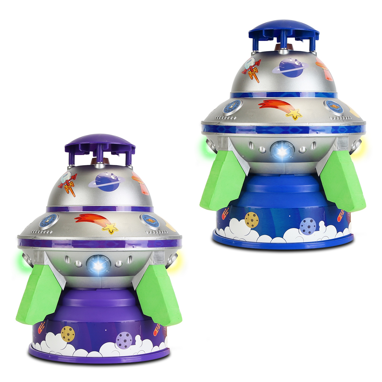 1Set UFO Water Sprinkler Outdoor Summer Rocket Toy With Colorful LED Lights 360Degree Spinning 1.64FT To 6.56FT Adjustable Height Birthday Summer Gift For Girls Boys Aged 3 Years Old