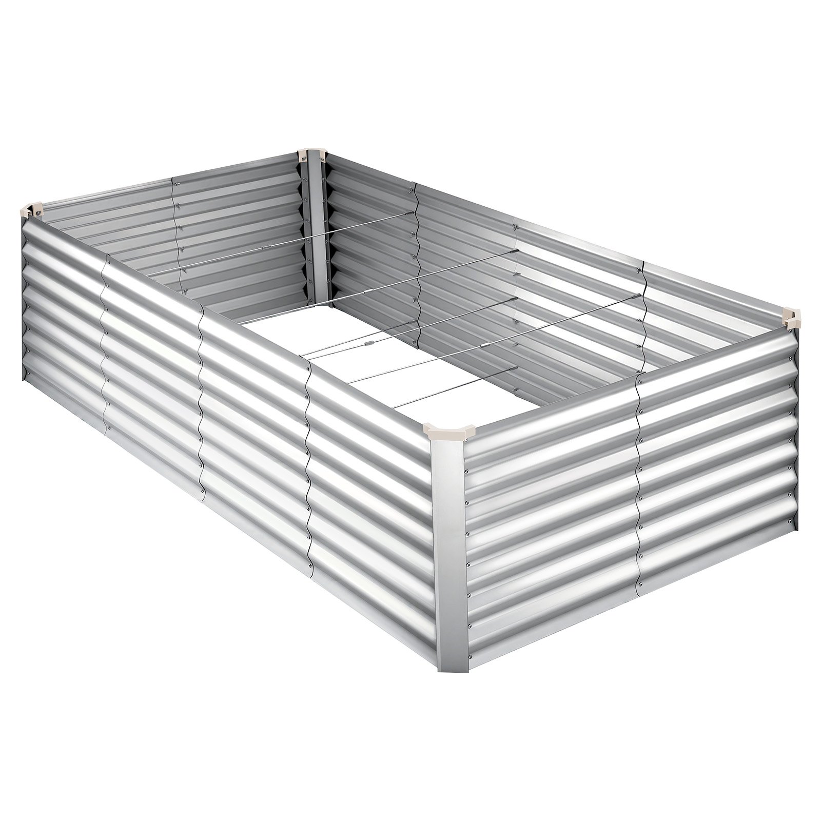 Galvanized Raised Garden Bed, 8 X 4 X 2 Ft, Rectangular Metal Planter Box Kit Outdoor, Bottomless Elevated Planting Box With Gloves, Rustproof Alu-Zinc, For Growing Flowers Vegetables, Silver