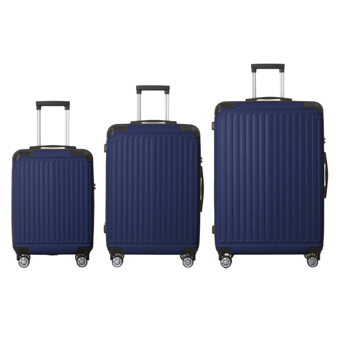 Blue 3-Piece Premium ABS Luggage Set-20, 24, And 28 Suitcases With Multi-Position Handle, Silent Spinner Wheels, And TSA-Approved Lock-Durable, Stylish, And Spacious Travel Gear