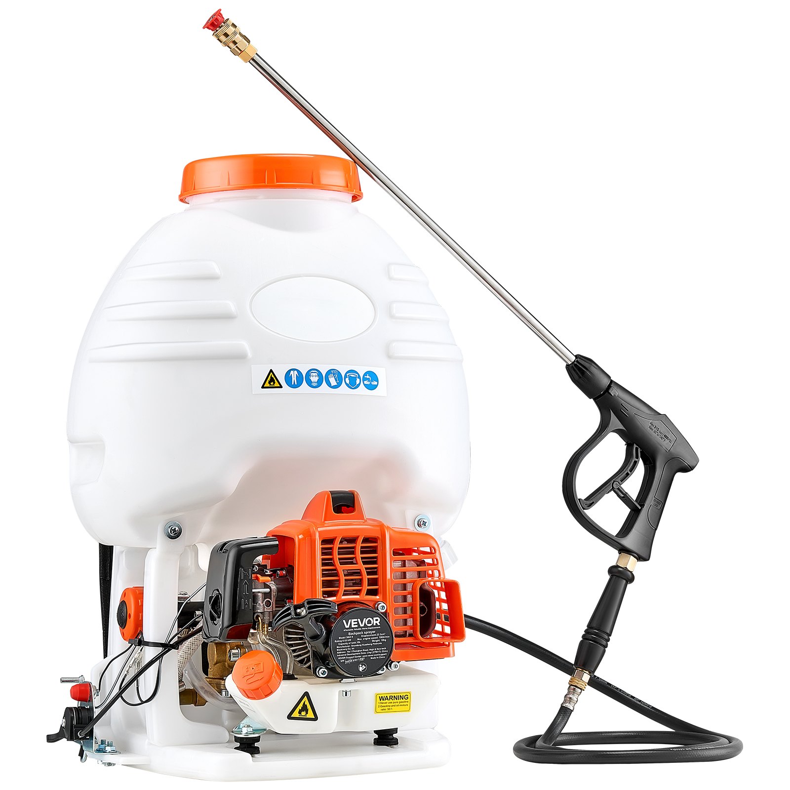 Pulverizador de Mochila a Gasolina 26.5CC, Tanque de 5 Galones, Varilla 24 pulgadas