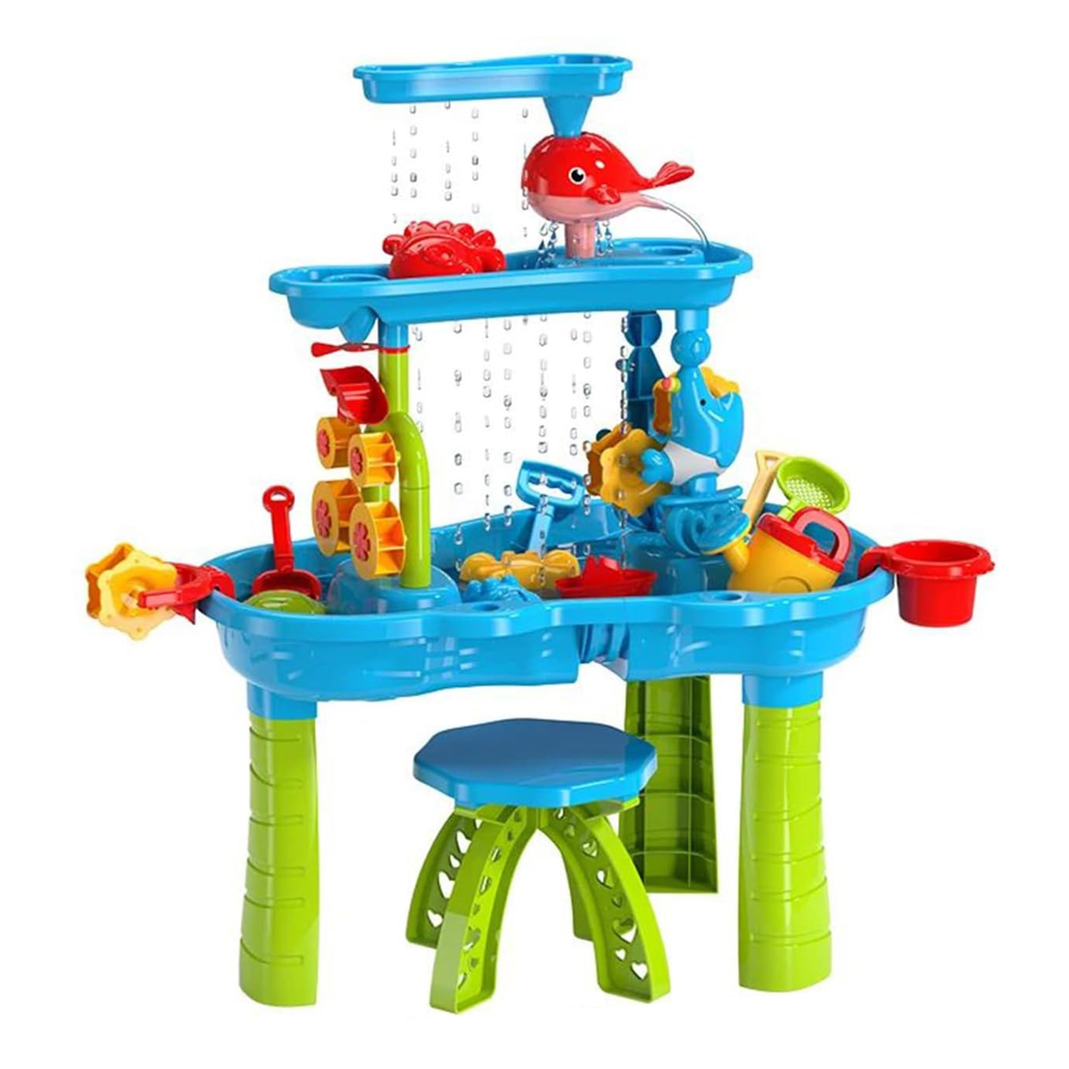 1Set Kid Sand Water Table For Summer Playing Toddler Water Activity Table Rain Showers Play Table Toy For 3 To 6 Years Old Sensory Exercise Friendship Building