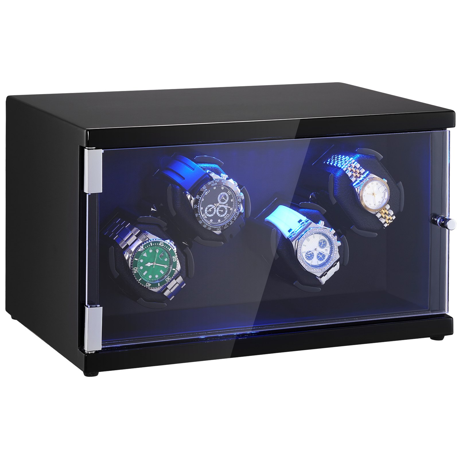 Caja giratoria para 4 relojes automáticos, 2 motores Mabuchi silenciosos, luz LED