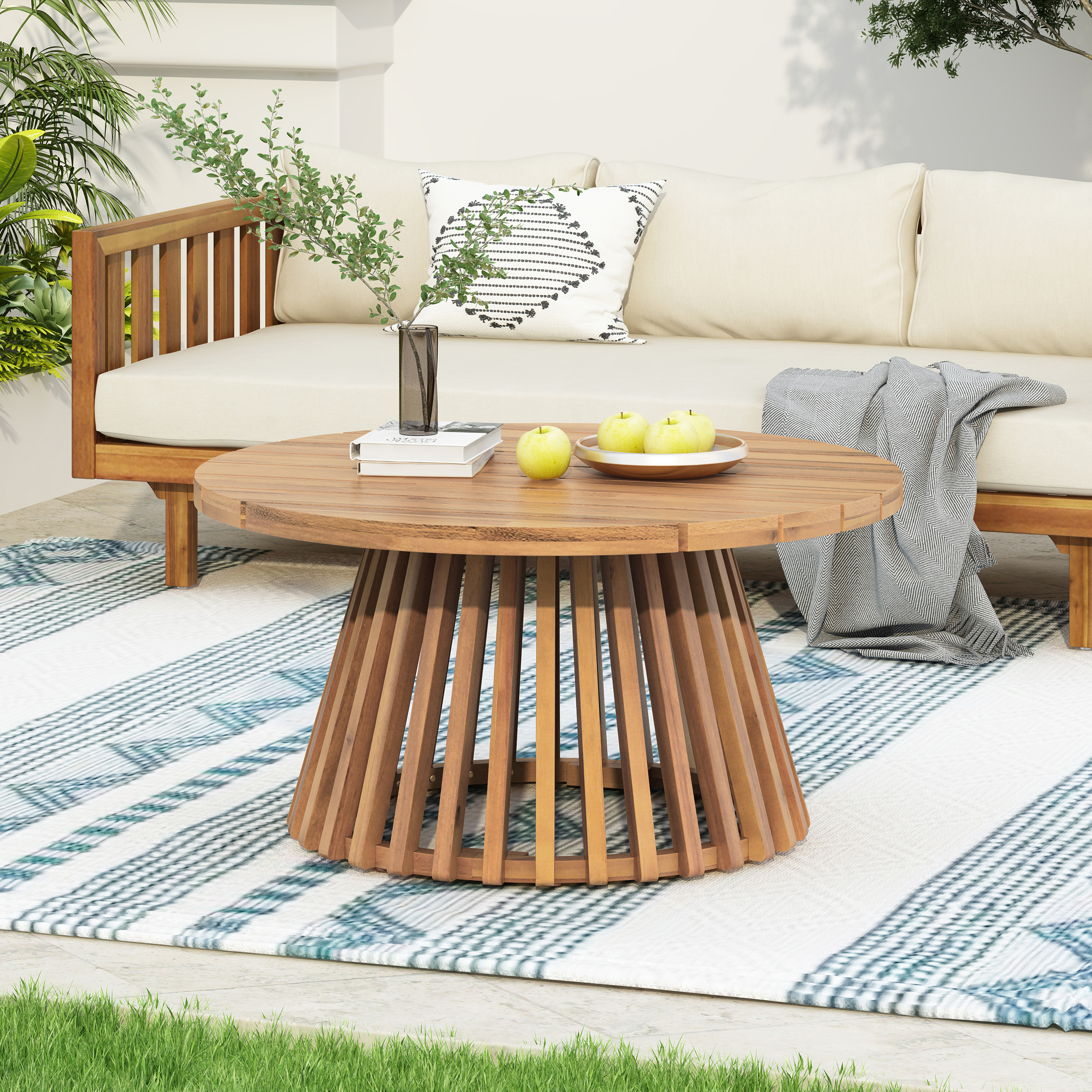 Mesa de centro para patio de madera de acacia
