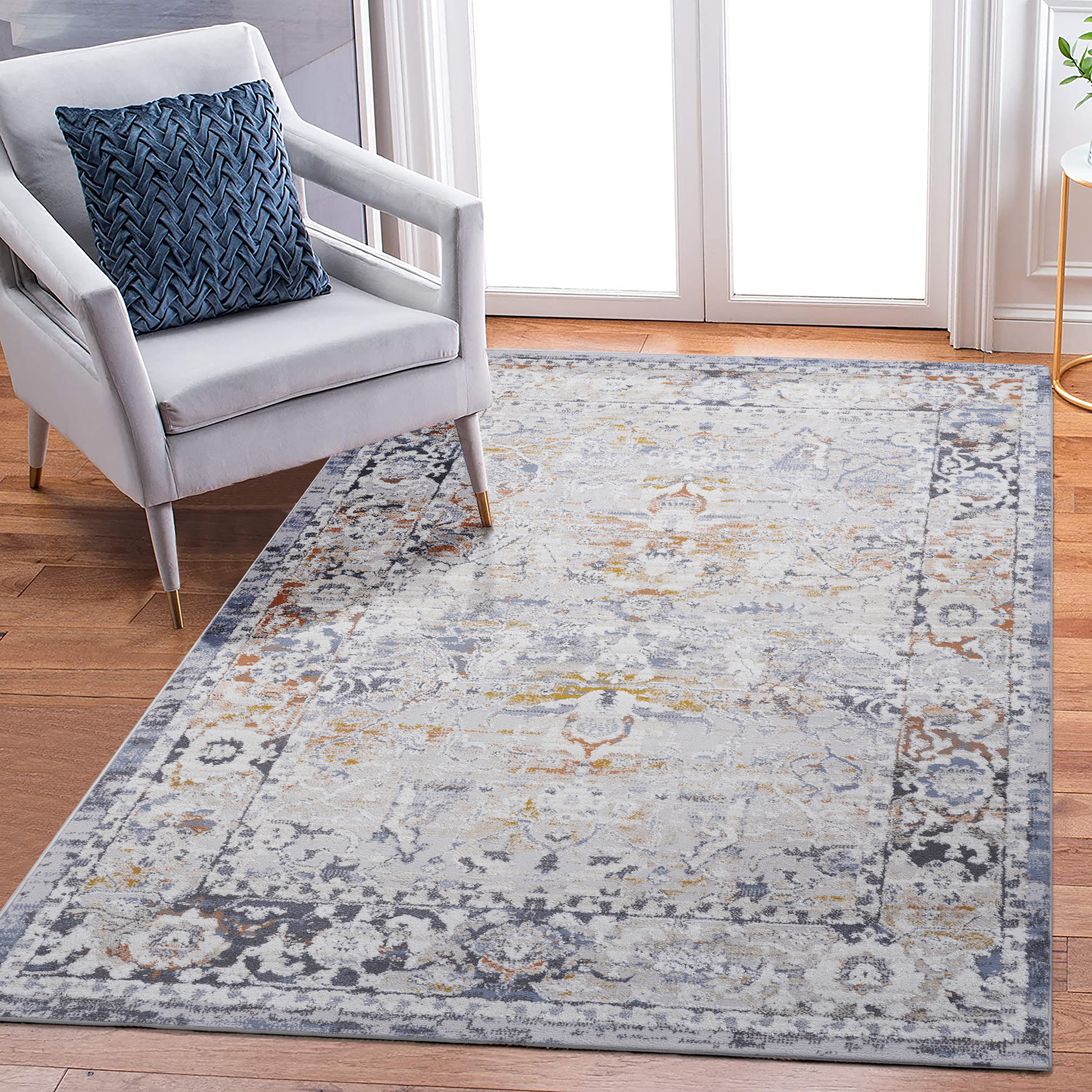PAYAS  6X9 Ivory  Grey  Traditional Area Rug