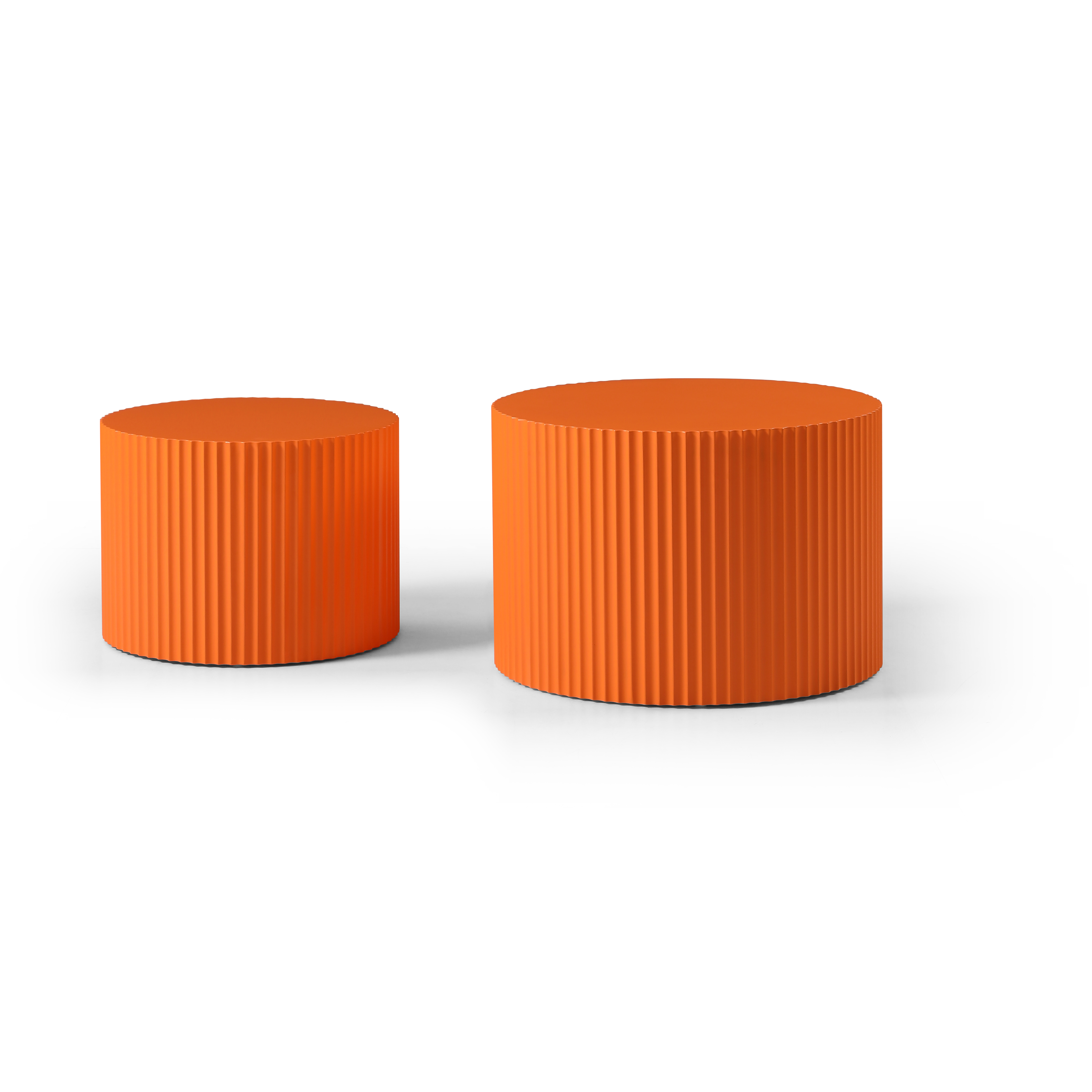 Juego de Mesas Nido de MDF (2 Piezas), Redondas Artesanales para Sala, Naranja