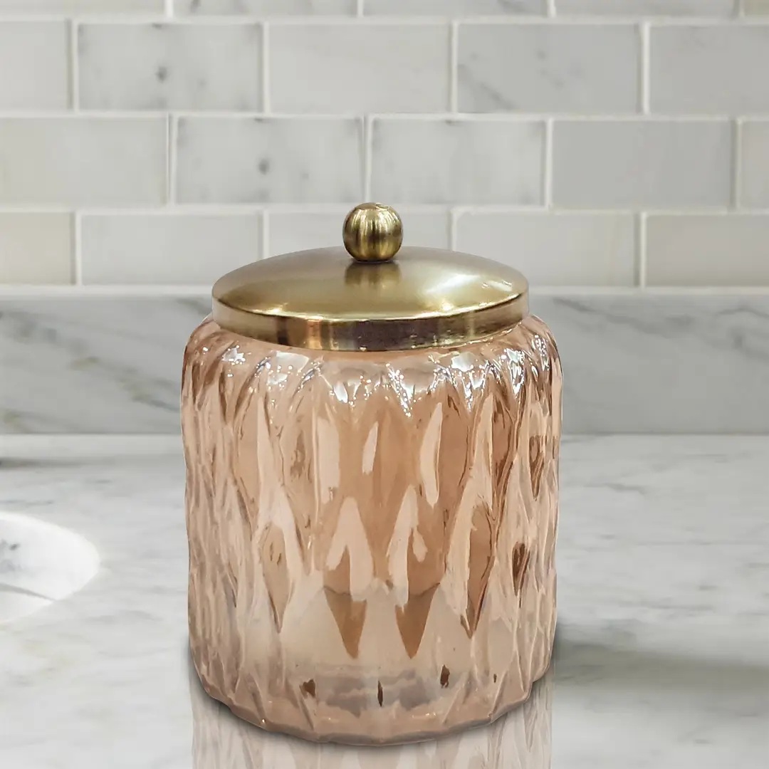Frasco de vidrio ámbar para tocador, almacenamiento decorativo para baño/dormitorio