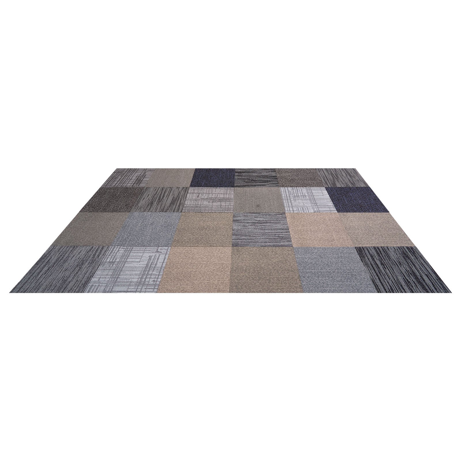 Carpet Tiles Reusable 20x20 Inch, 24 PCS Modular Carpet Square Rug, Commercial Floor Soft Padded For Seamless Cover 66.6sq.ft, Easy DIY Replacement For Living Room Bedroom Indoor,Multicolor