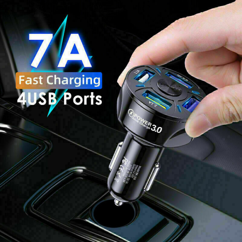 Cargador de coche USB de 4 puertos 45W mini carga rápida para teléfono