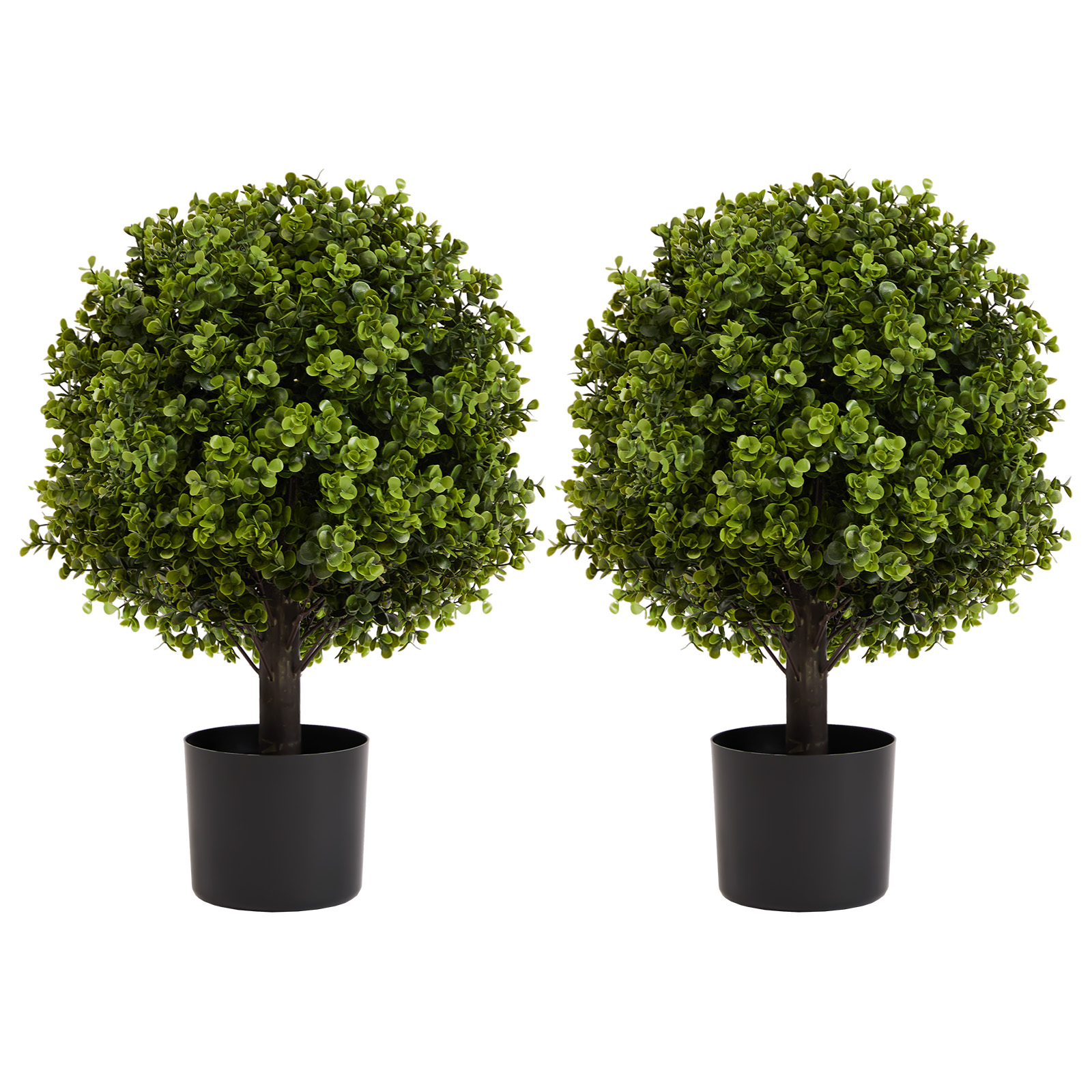 22in Boxwood Ball Shaped Artificial Topiary Shrubs Tree In Pot For Home And Garden Decoration 2pcs Set