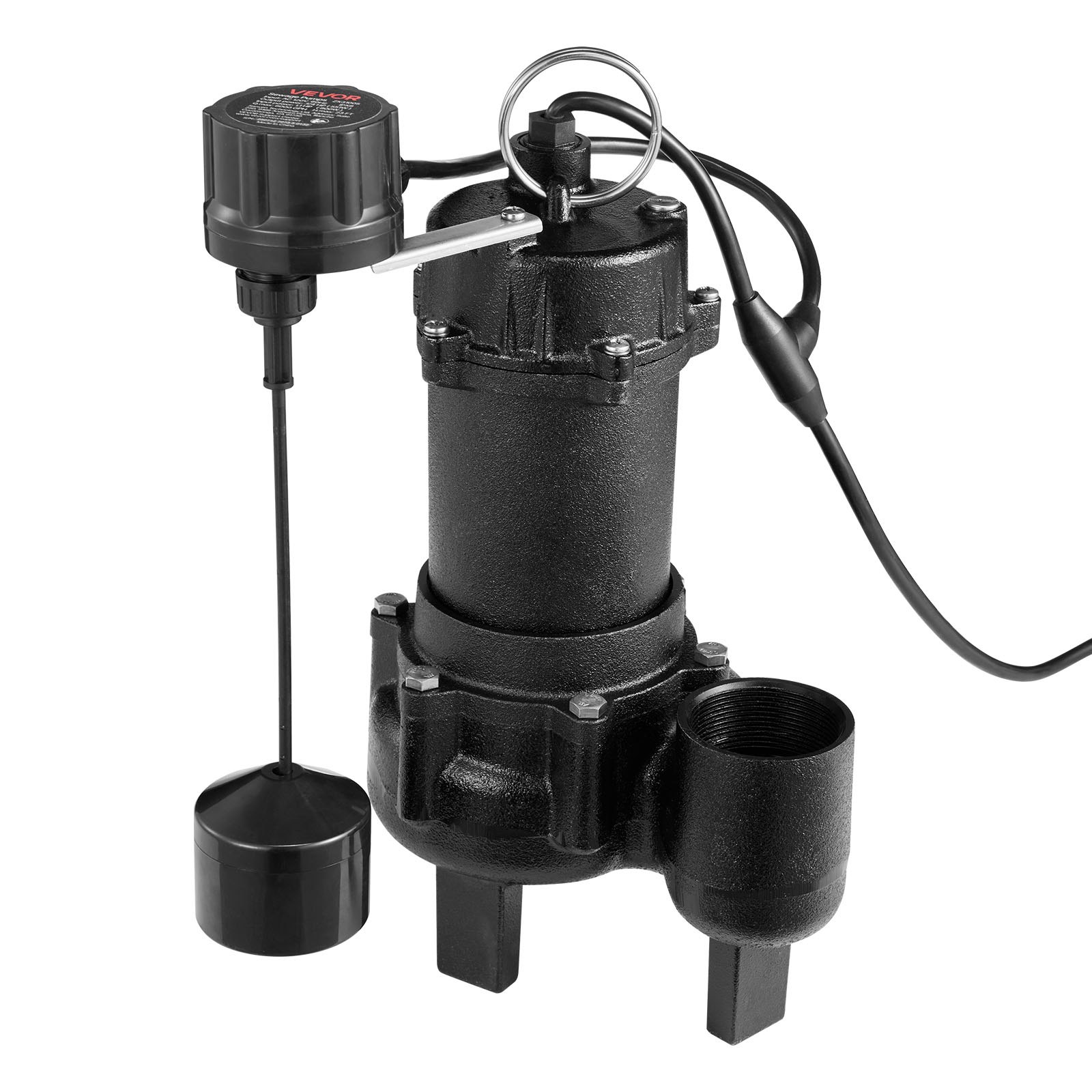 Bomba sumergible para aguas residuales, 3/4 HP, 6000 GPH, hierro fundido, 23 pies.