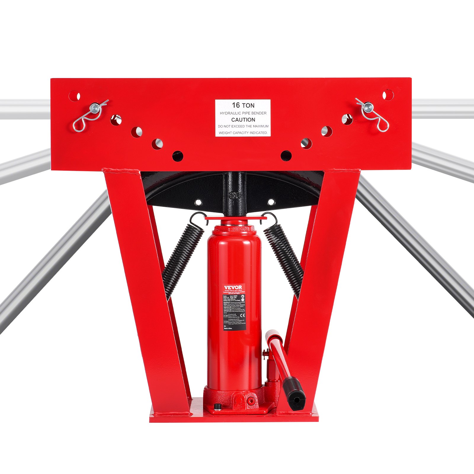 Hydraulic Pipe Bender, 16 Ton Manual Copper Exhaust Pipe Bending Machine With 8 Dies (1/2" - 3") And 90 - 180° Adjustable Rollers, Heavy-Duty Pipe Tube Bender For Piping Railing Construction