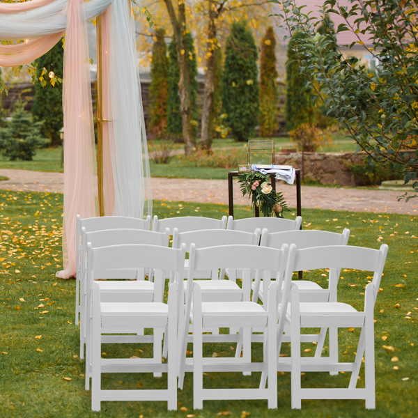 4 Pieces Of All-plastic Padded Seat Covers, White. All-plastic Folding Chairs For The Garden.
