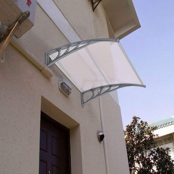 Toldo HT-100x80 para puerta y ventana, soporte blanco y gris