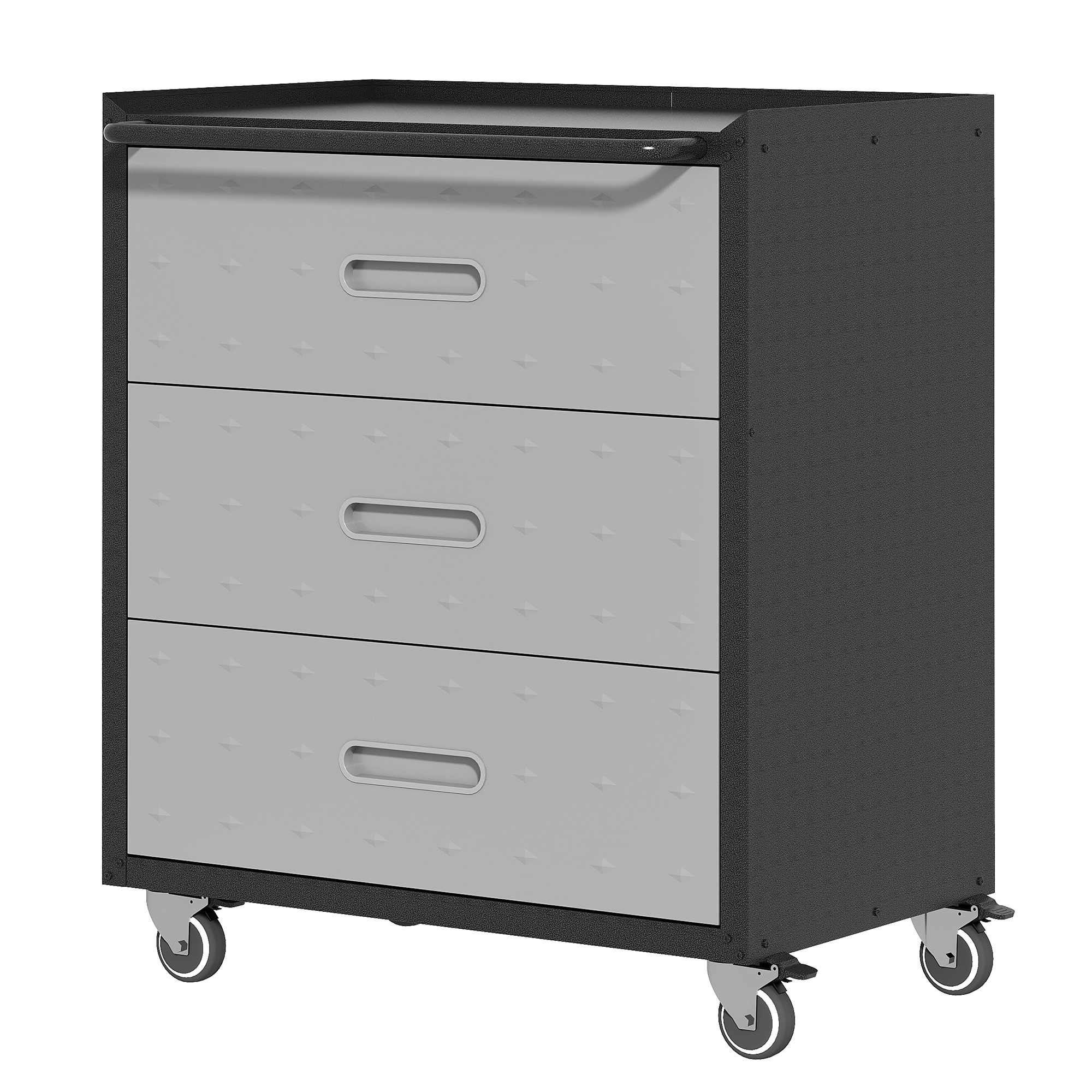 Heavy-Duty Metal Storage Cabinet With Wheels - 3 Drawer Tool Cabinet For Garage, Office, And Home Organizer Solutions, Black Gray