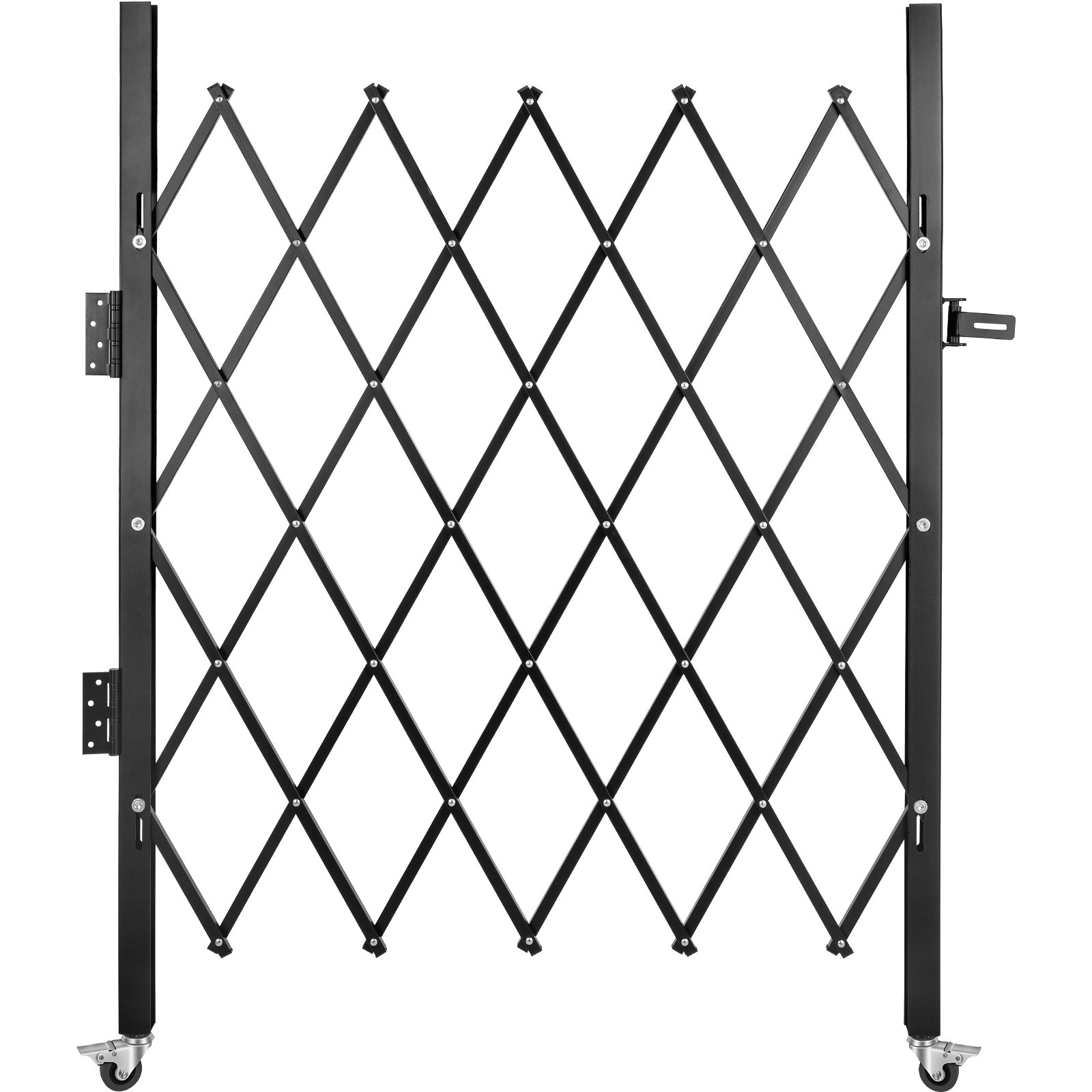 Single Folding Security Gate, 48\" H X 37\" W Folding Door Gate, Steel Accordion Security Gate, Flexible Expanding Security Gate, 360° Rolling Barricade Gate, Scissor Gate Or Door With Padlock