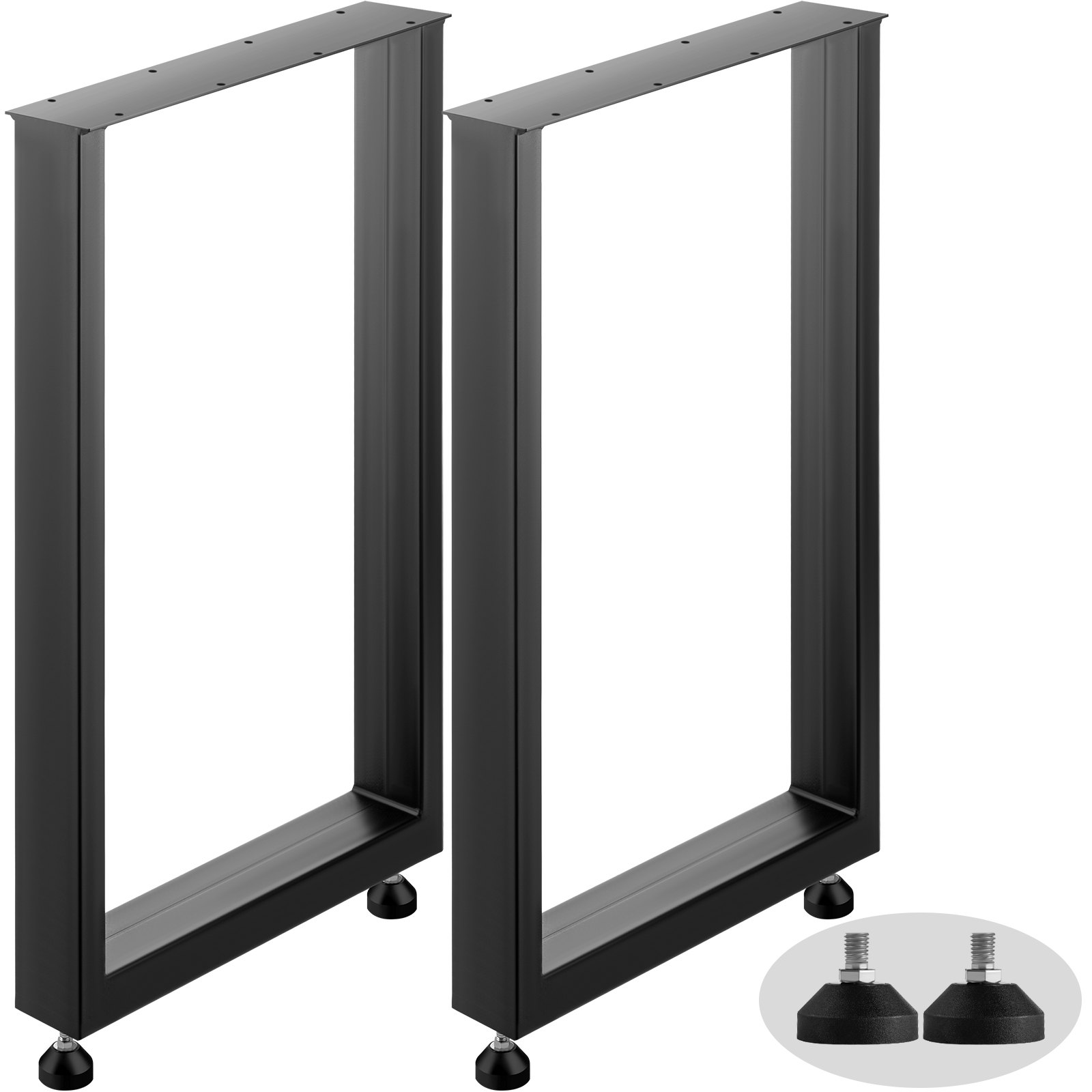 Set Of 2 Steel Table Legs, 28''Height 24''Wide Dining Table Legs, Heavy Duty 3.1" Width Box Section Square Table Legs, 28x24x3.1 Inch Black Color Industrial Country Style Metal Dining Legs