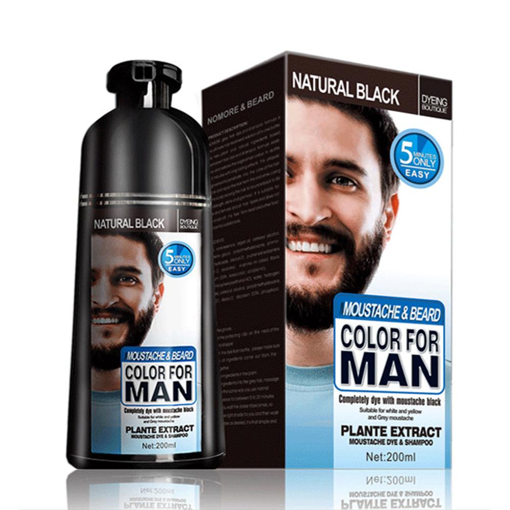 Champú tinte permanente para barba, natural, 200ml, color negro