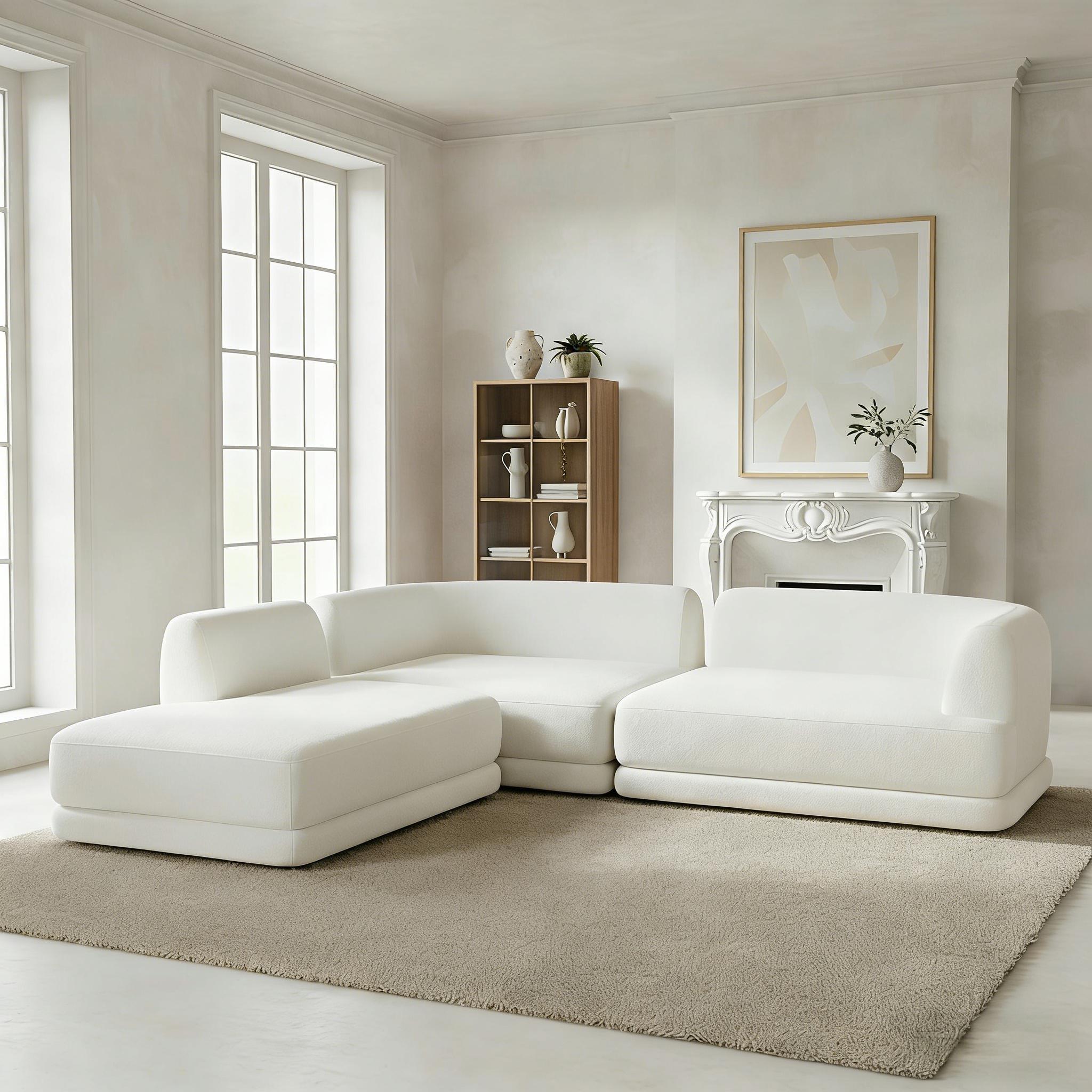 Sofá seccional moderno en forma de L con chaise longue y asiento profundo