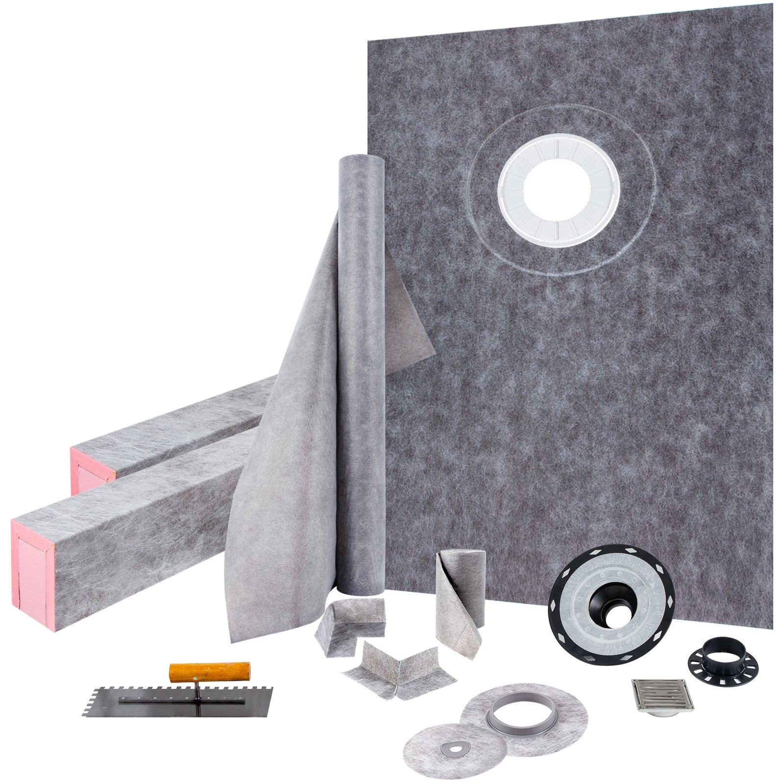 Kit de Umbral de Ducha Impermeable 38 x 60 pulgadas, con Brida PVC y Rejilla Acero