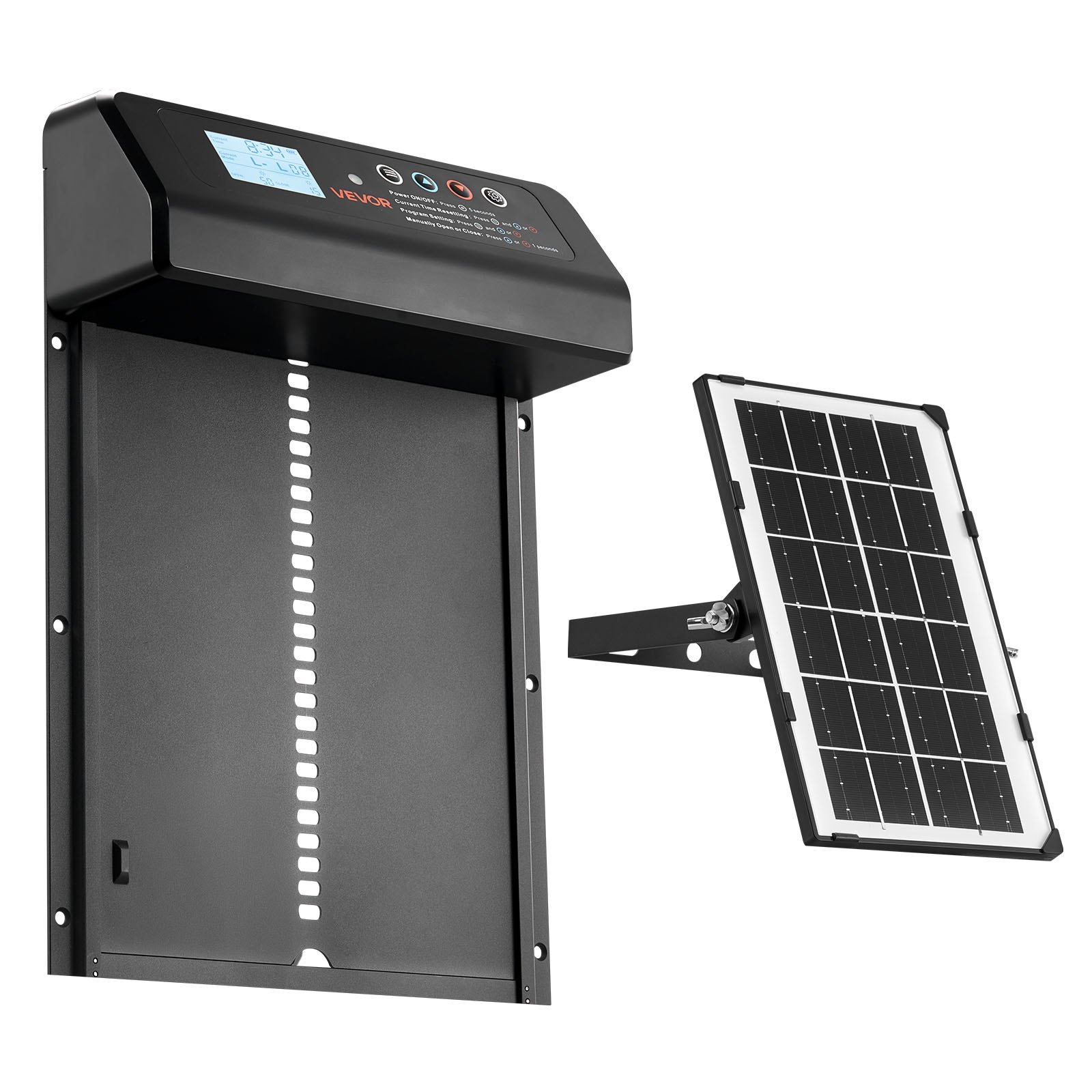 Puerta automática para gallinero, solar y batería, con LCD y sensor de luz