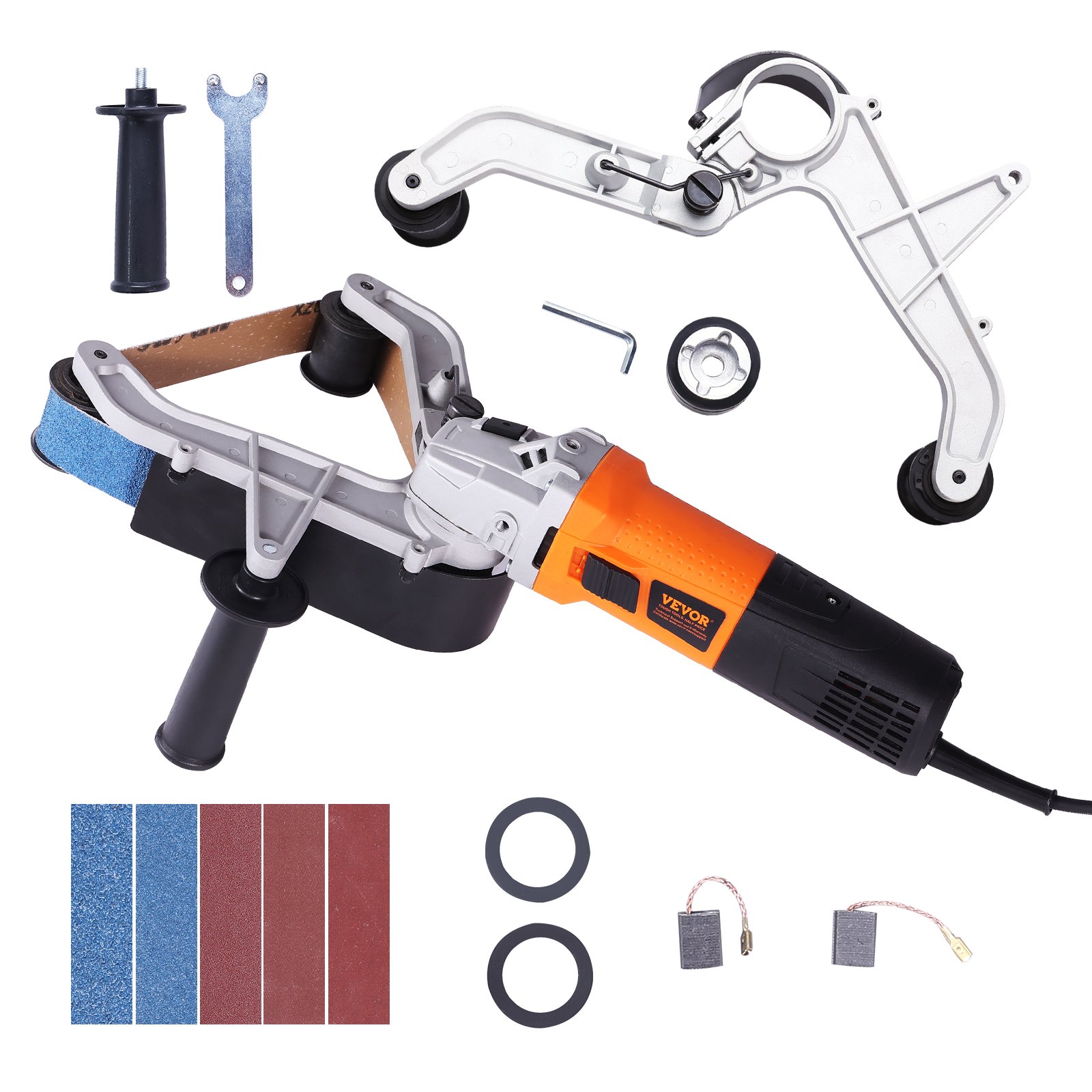 Pipe Tube Polisher Sander, 1000W Pipe Belt Sander With 6 Variable Speeds 1100-3200rpm, Professional Belt Sander Grinding Machine With 100PCS Sanding Belts For Burnishing Finishing Rust Removal
