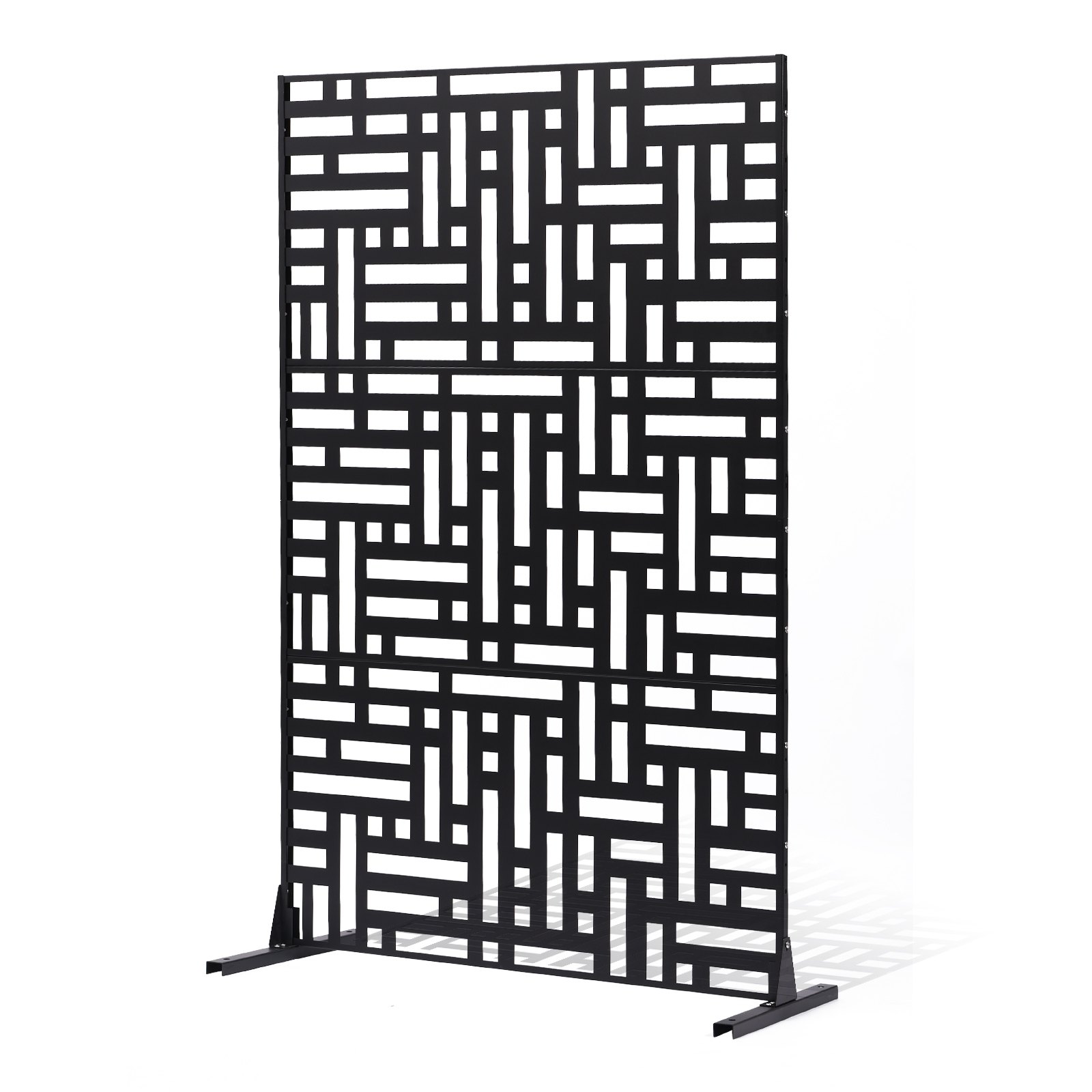 Pantalla de privacidad de metal para exterior, 47 x 76 pies, para patio, negra.