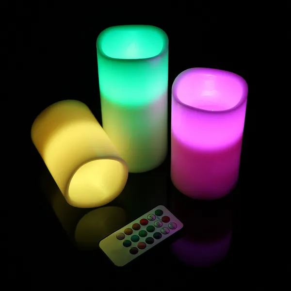 Velas LED sin llama (3 pzas), votivas, parpadeantes, a pilas, con control remoto