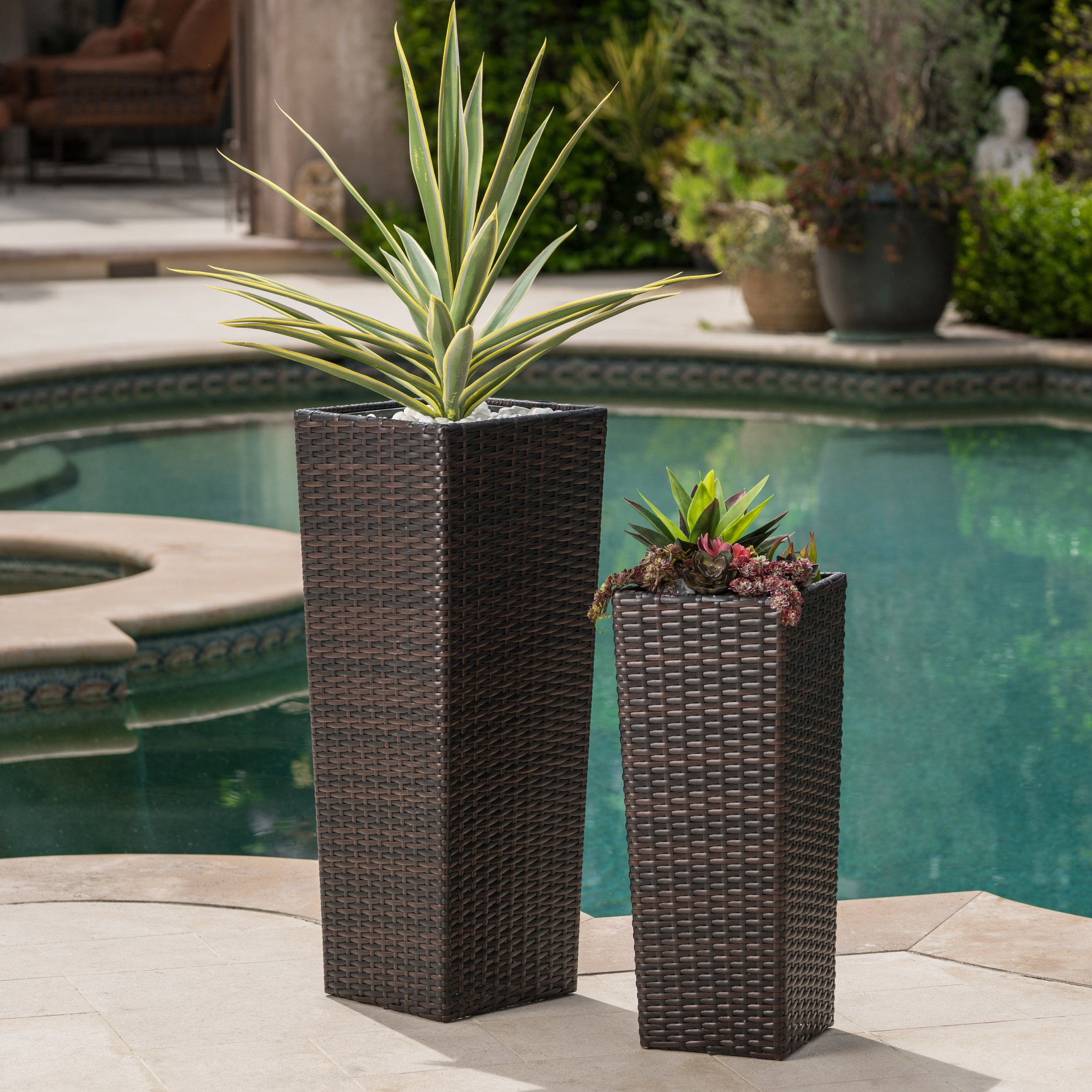 Rattan FLOWER POT - BROWN