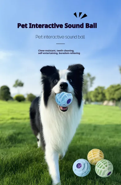 Pelota interactiva con sonido para perros y gatos, juguete chirriante para mascotas