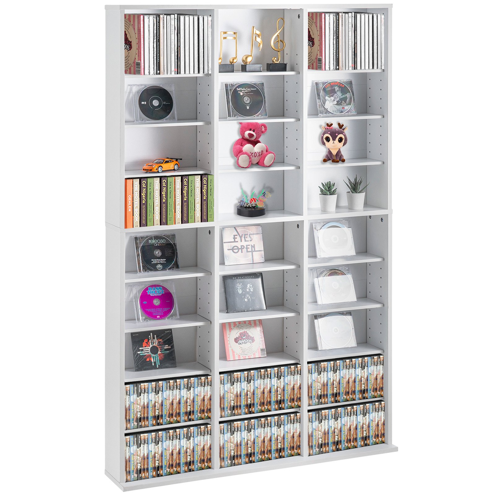 Gabinete para almacenamiento de medios, 9 niveles, para 756 CDs, 27 compartimentos. Blanco.
