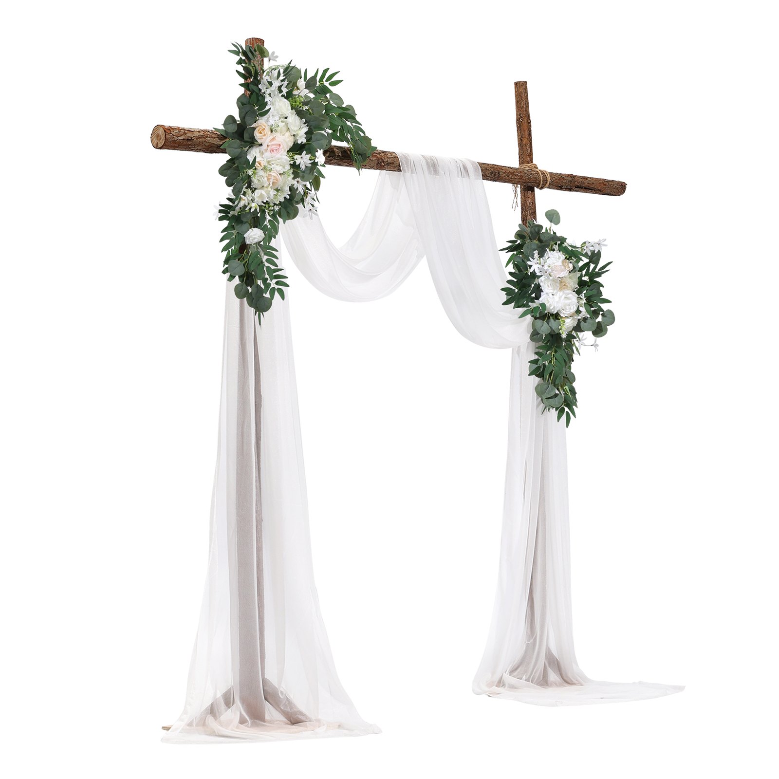 Kit de flores artificiales para arco de boda (4 pzs), 21 pies tela, blanco.
