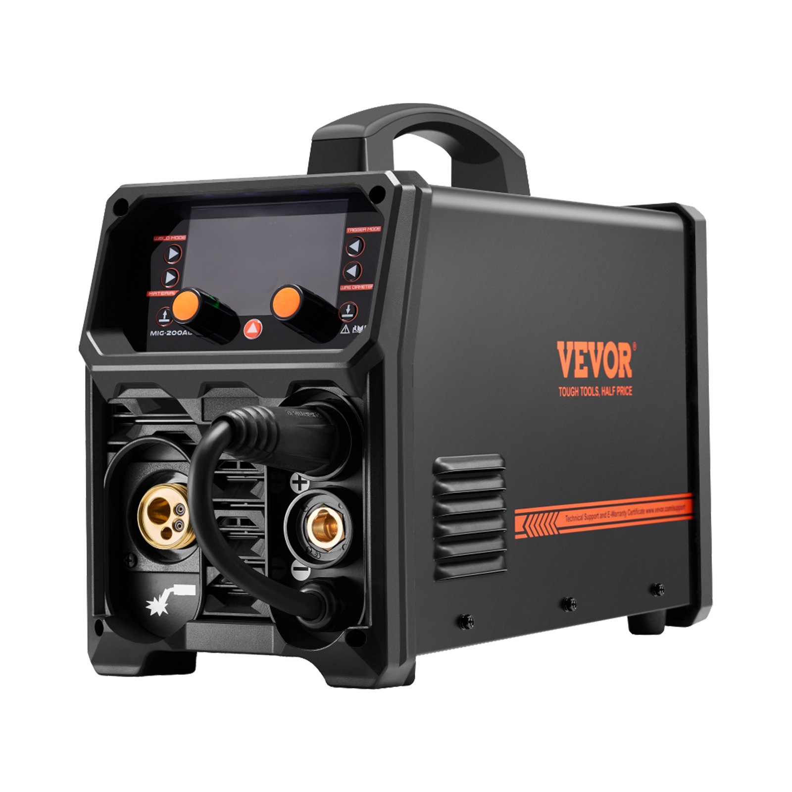 Soldadora MIG Pro 5 en 1 de 200A, doble voltaje 110V/220V, con pantalla LCD.