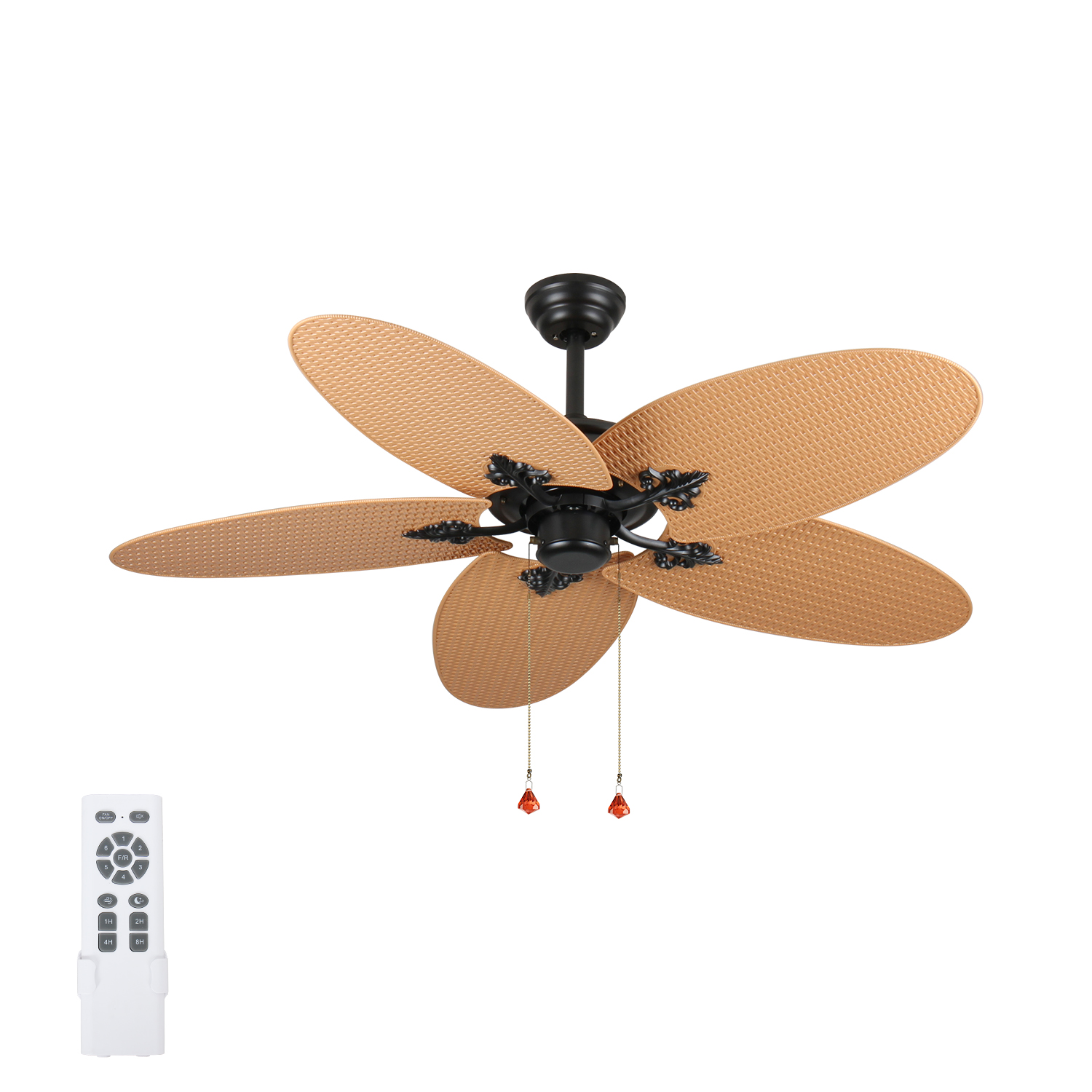 Ventilador de techo tropical Palm Island 52 pulgadas, 5 aspas, interior/exterior